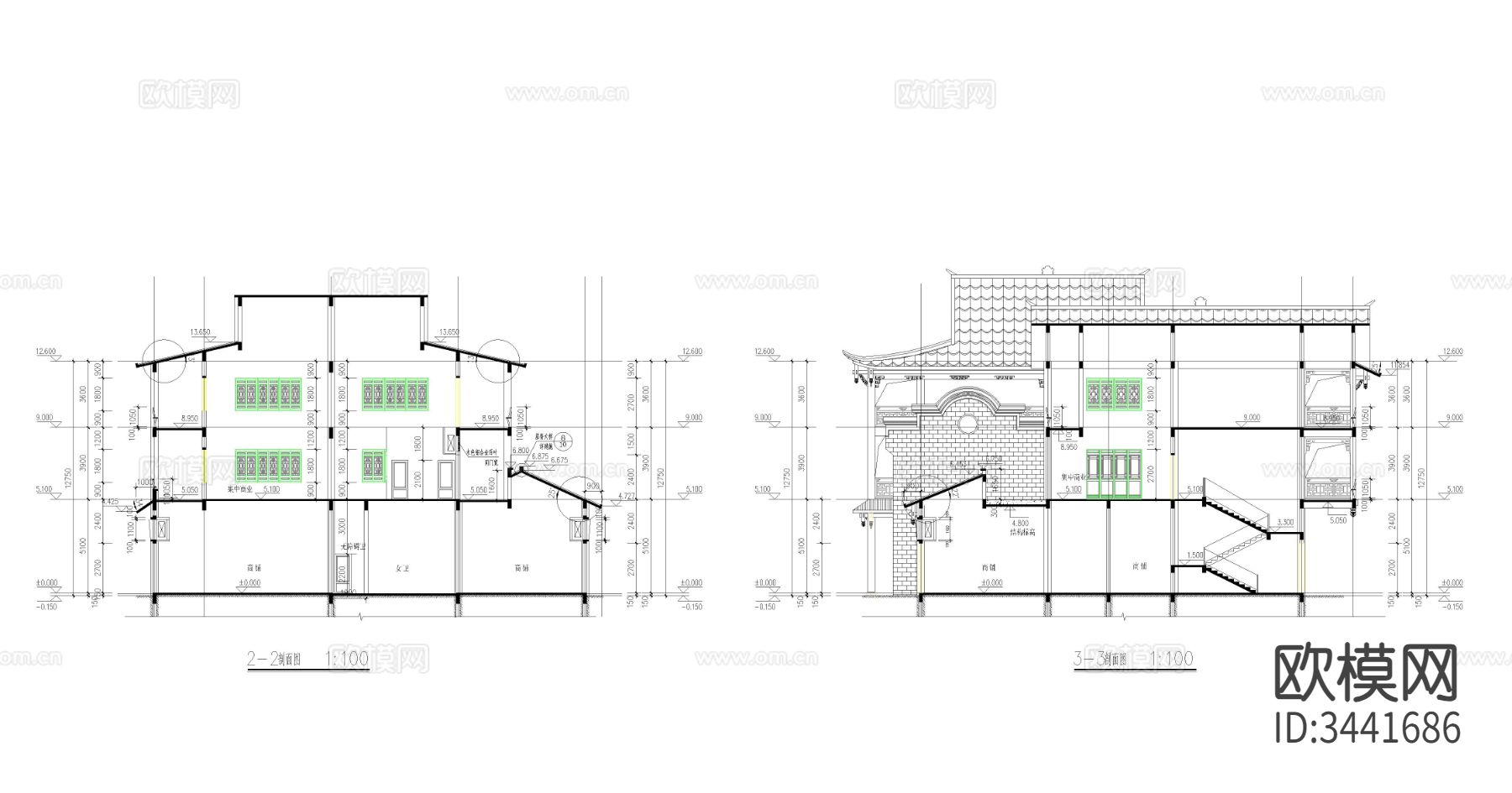 仿古商业街CAD施工图下载（渲染图4）