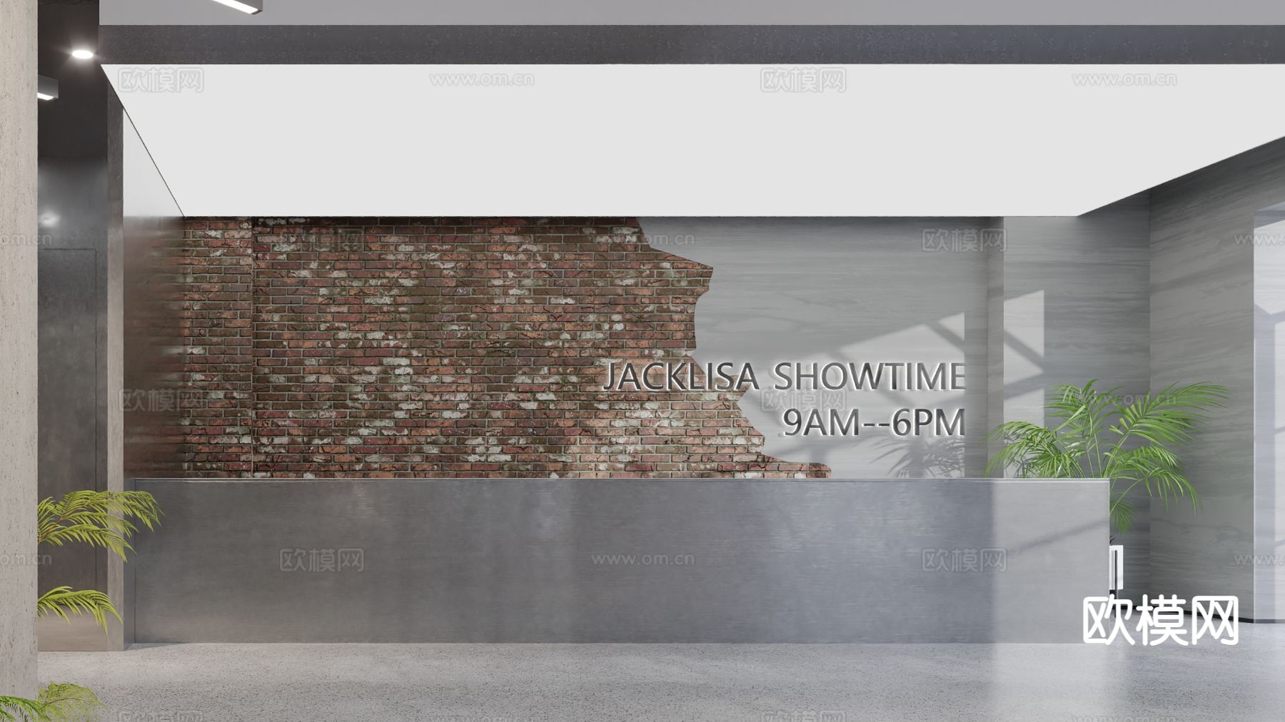 工业风前台 接待台 服务台3d模型下载（渲染图1）