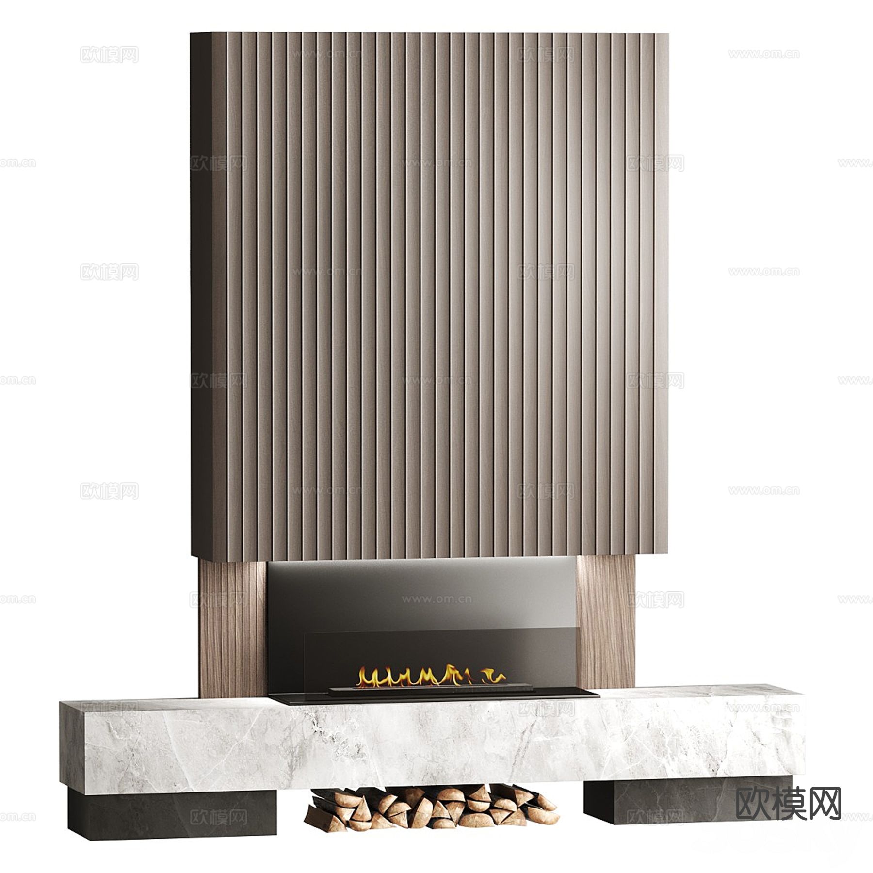 轻奢风壁炉3d模型下载（渲染图1）