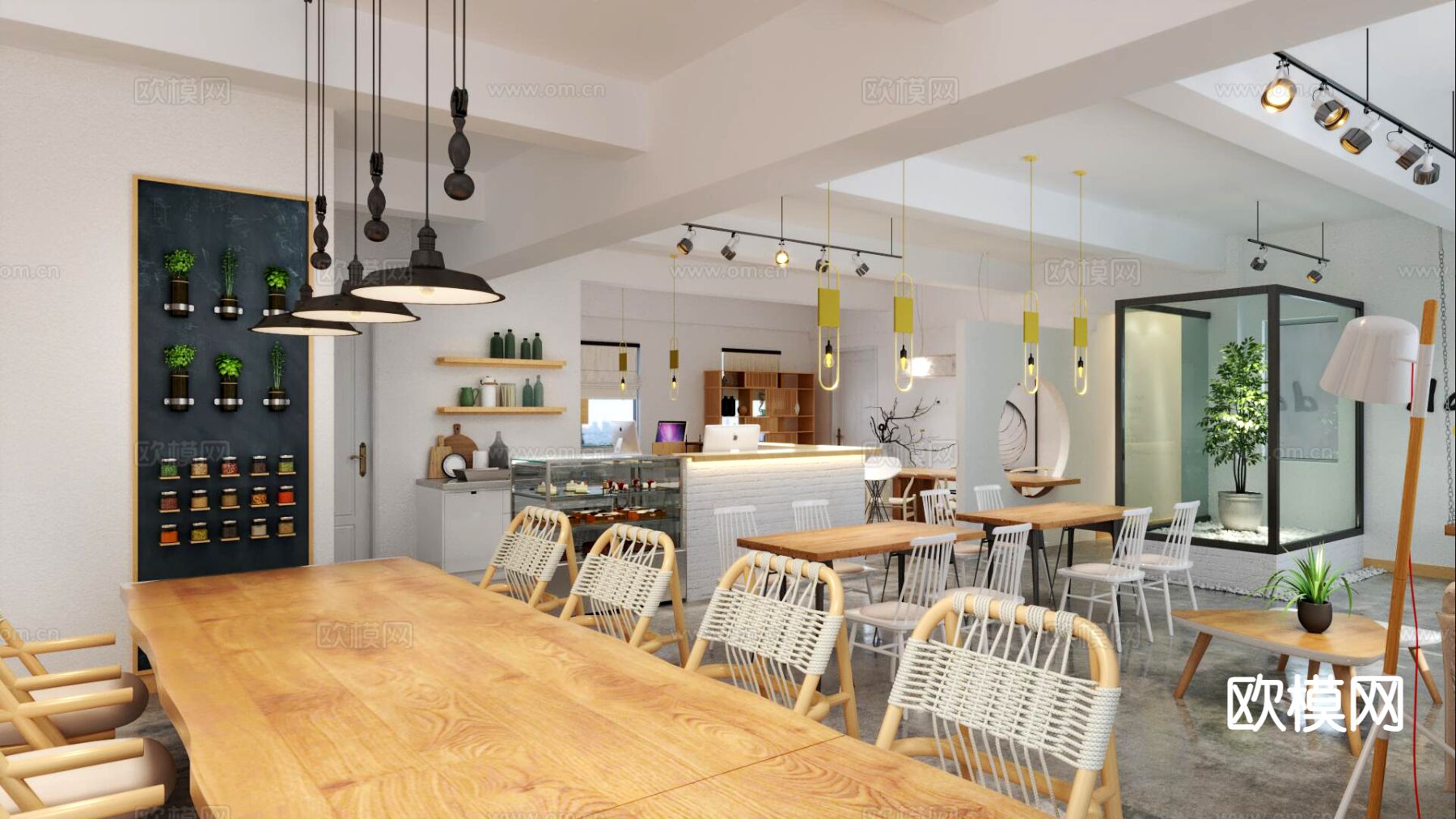 北欧奶茶店 甜品店3d模型下载（渲染图2）