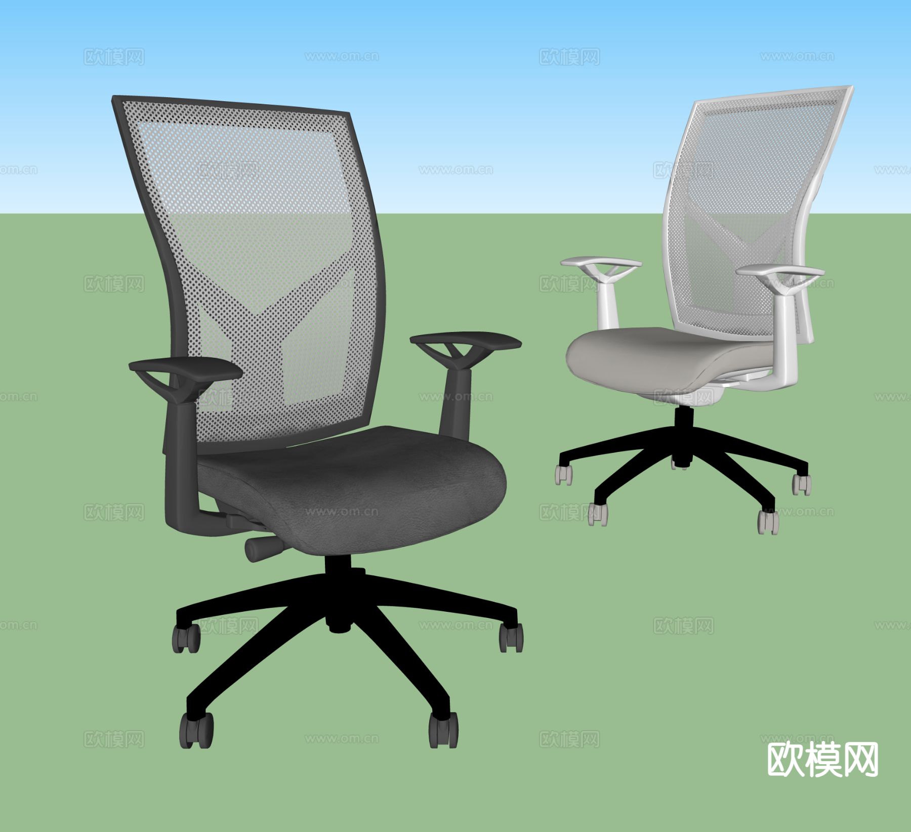 现代转椅 办公椅su模型下载（渲染图1）