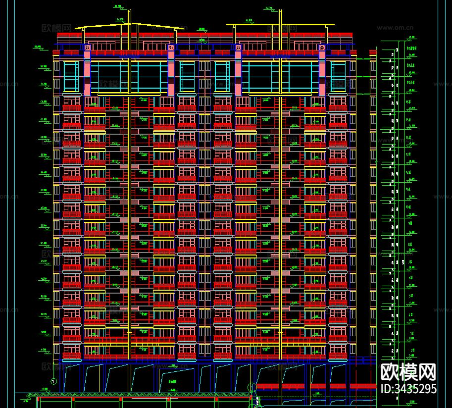 多层住宅CAD施工图下载（渲染图1）
