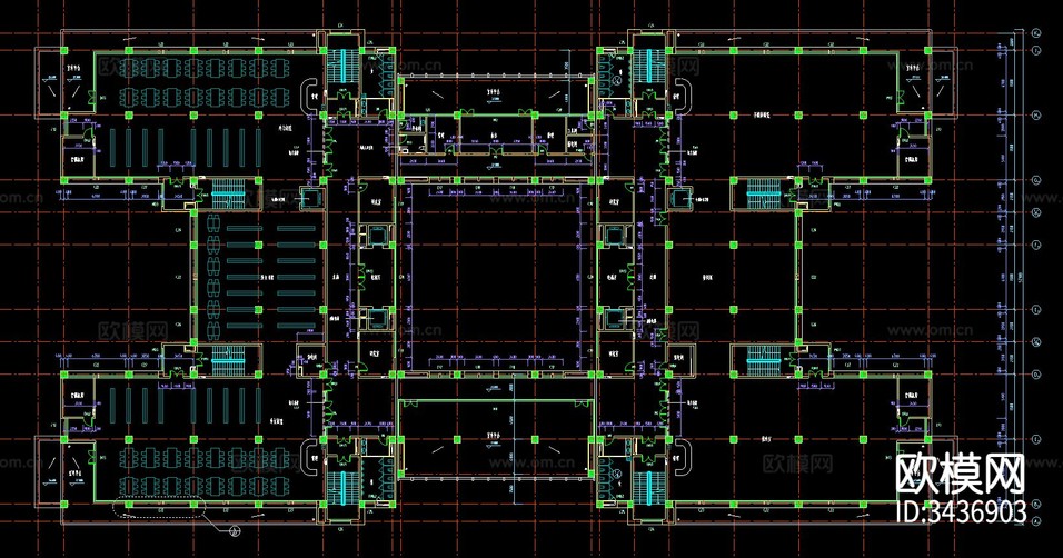 大學(xué)建筑CAD施工圖下載(渲染圖1)