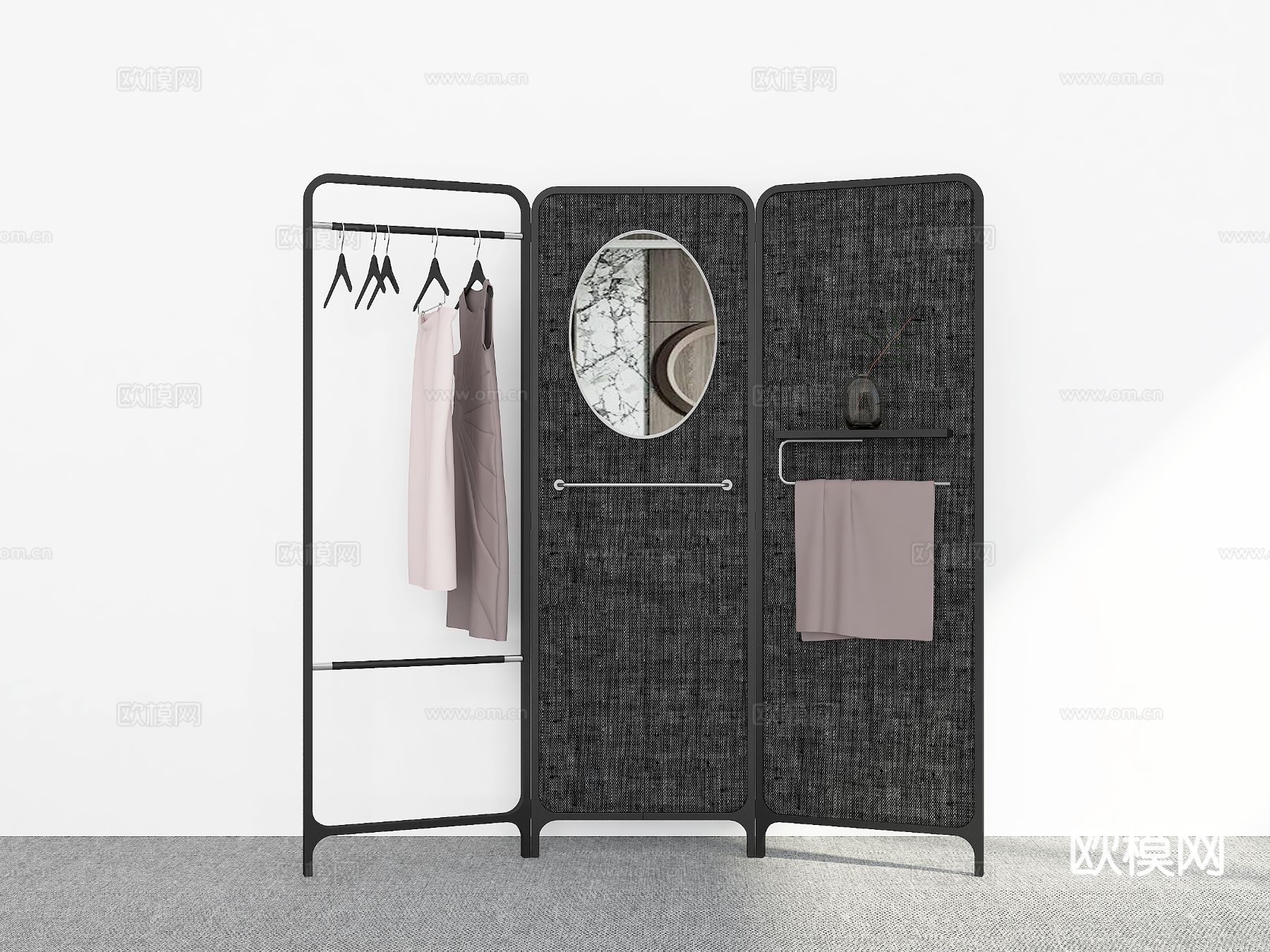屏风衣架 落地衣架3d模型下载