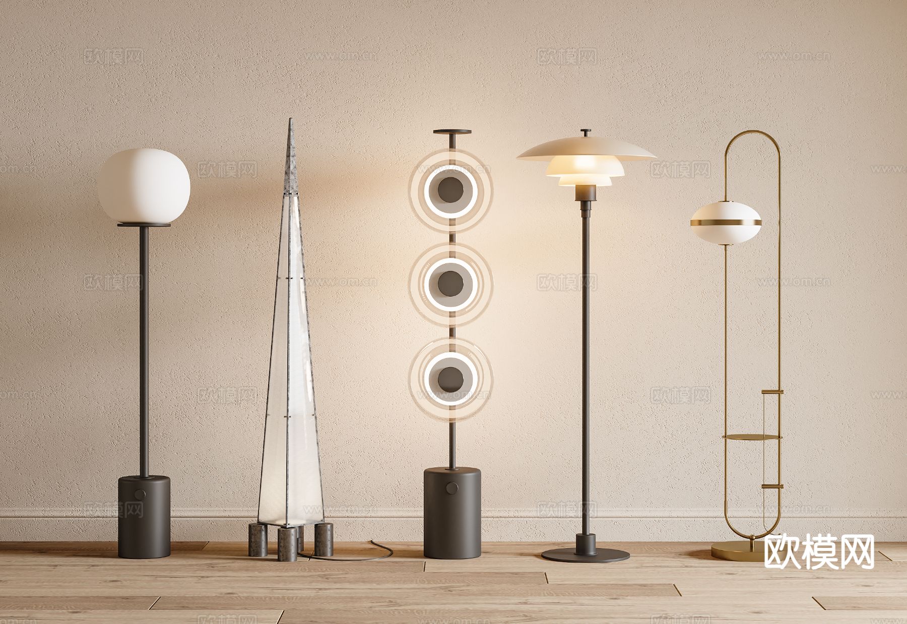现代落地灯su模型下载（渲染图2）
