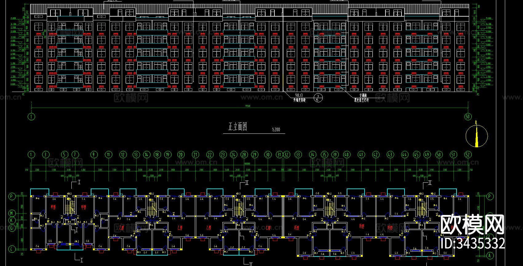 多层住宅CAD施工图下载（渲染图4）
