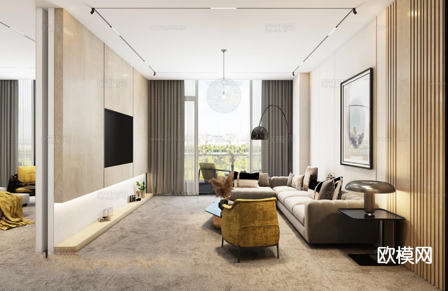 现代酒店客房3d模型下载（渲染图5）