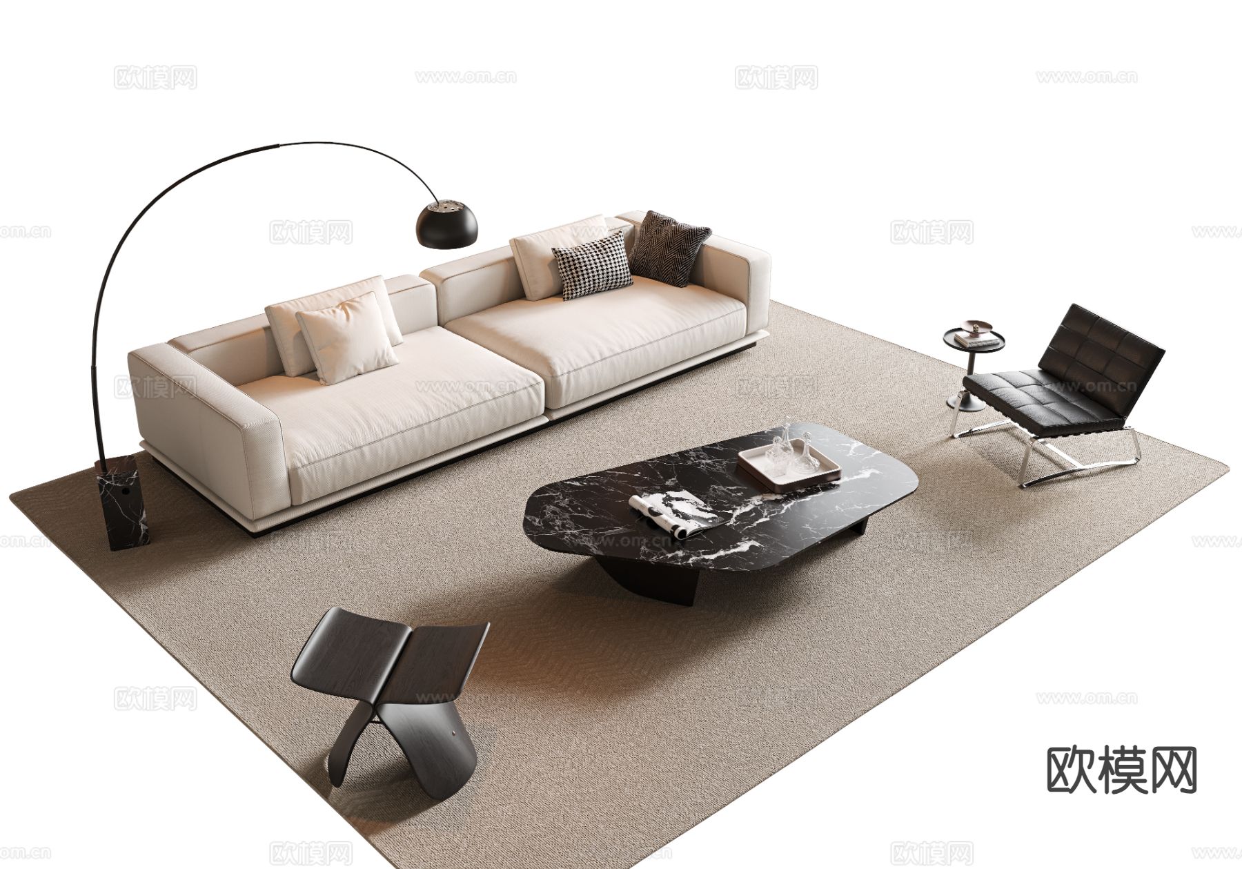 现代组合沙发3d模型下载
