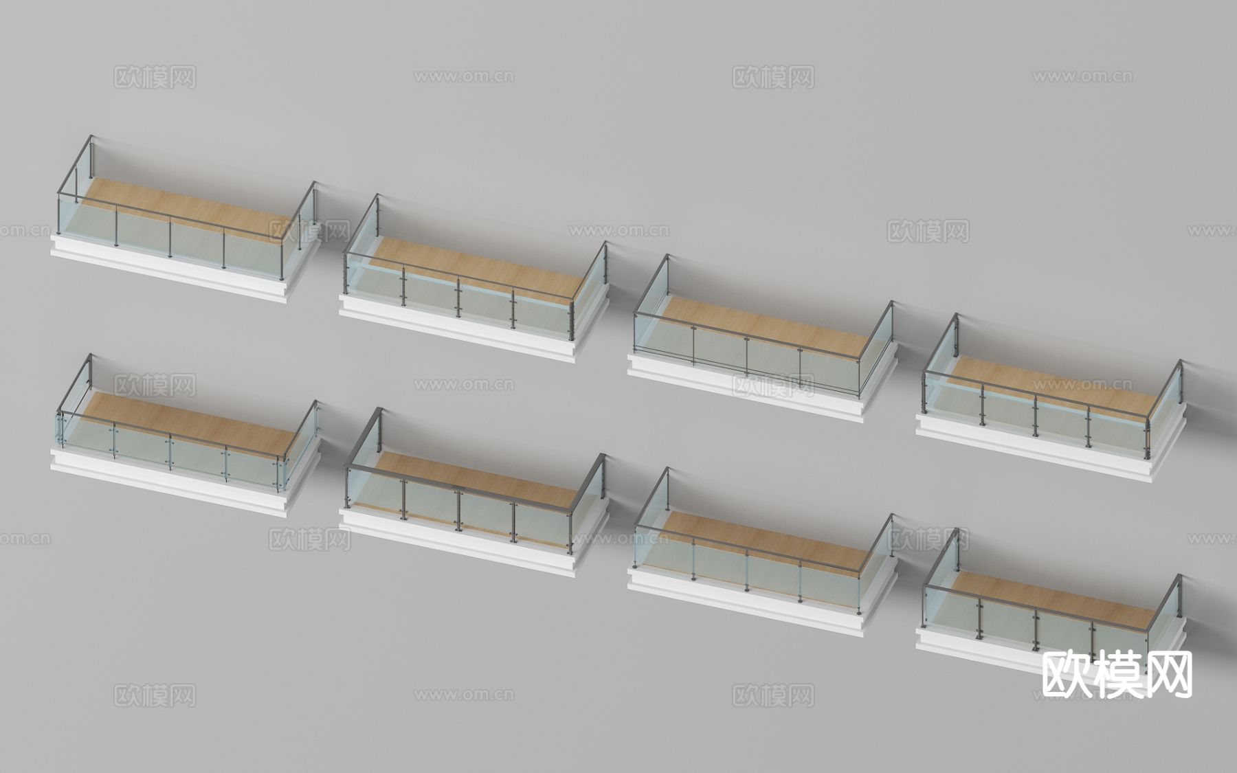 阳台护栏 围栏 玻璃栏杆3d模型下载