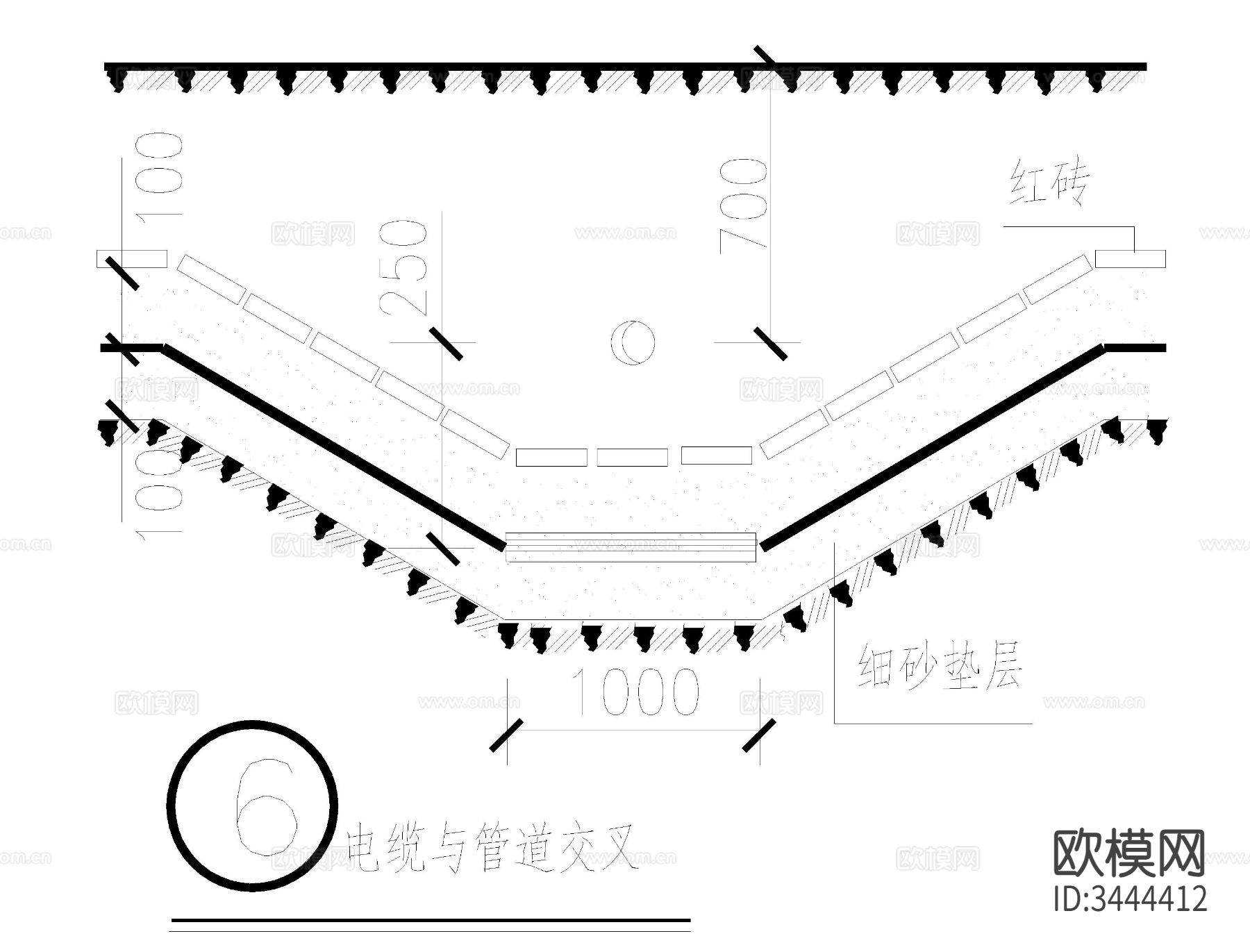 电缆敷设cad大样图下载（渲染图6）