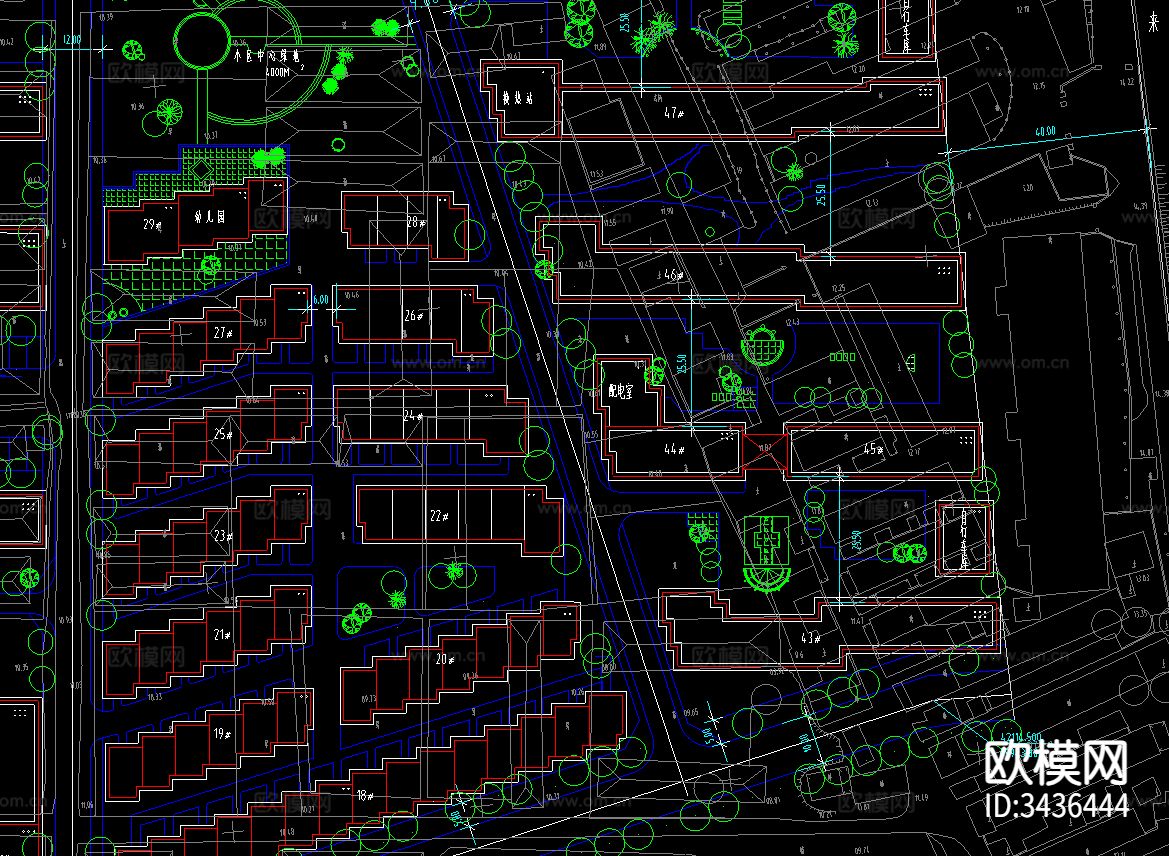 新苑小区CAD施工图下载（渲染图2）