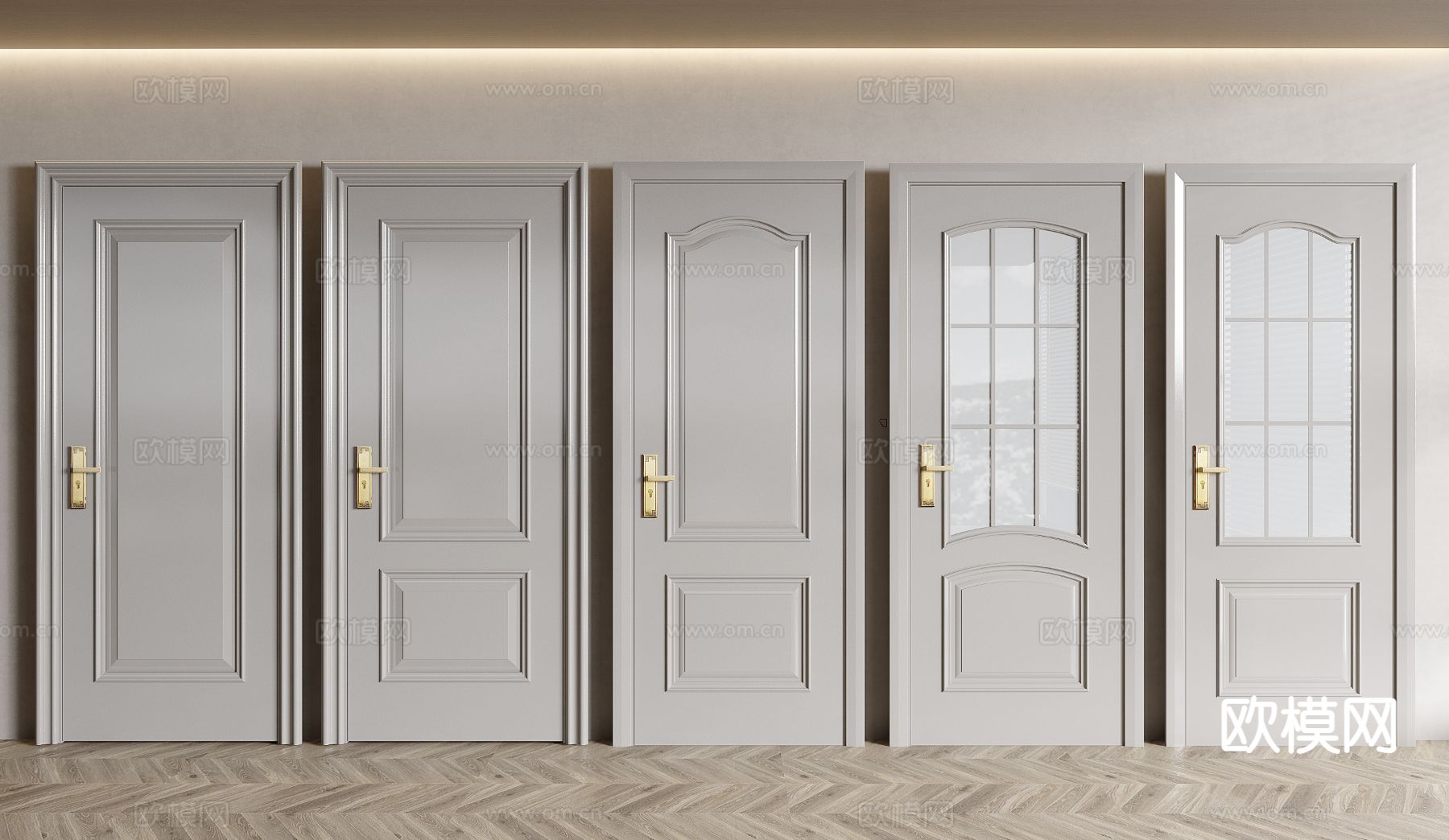 美式门 单开门3d模型下载