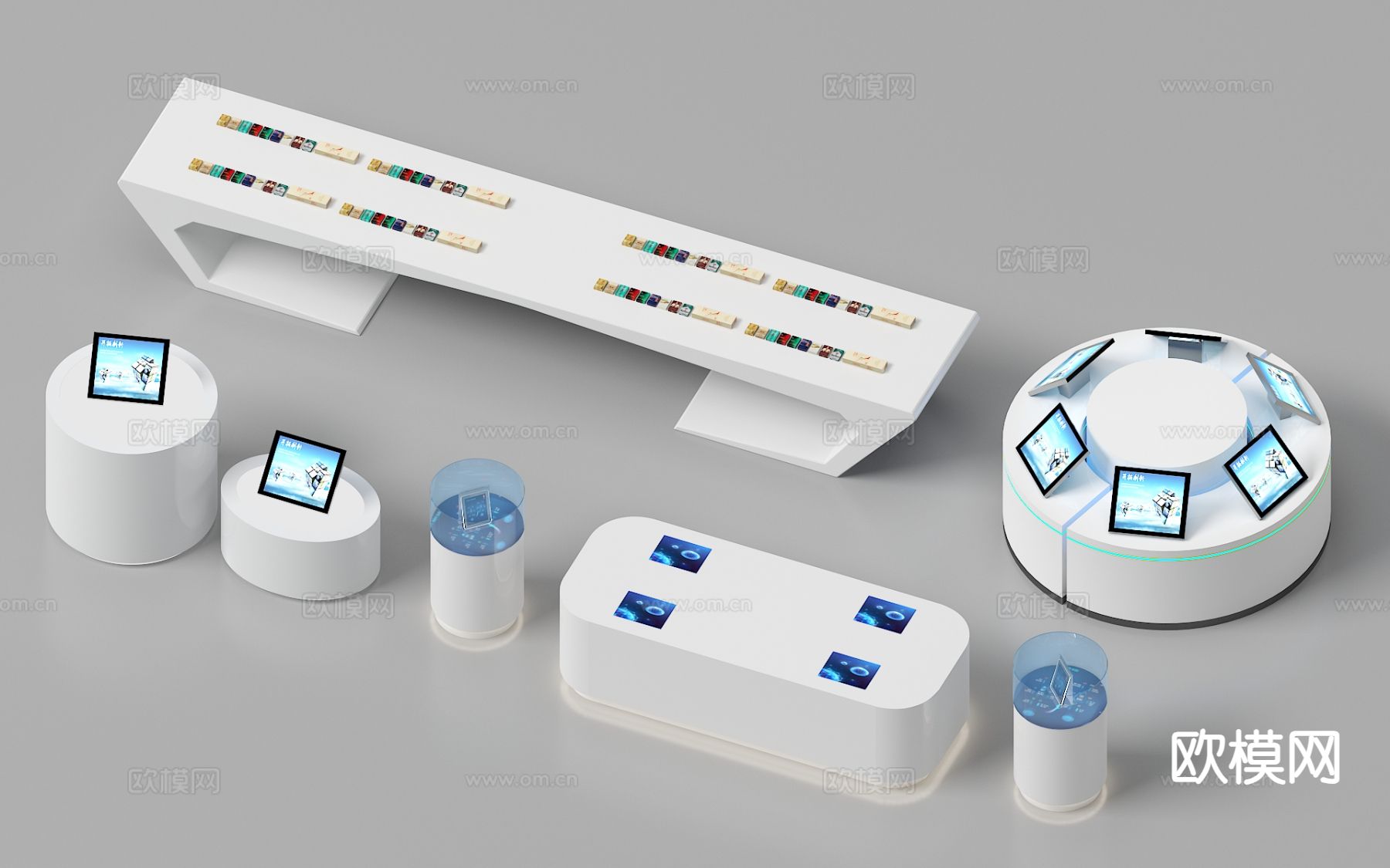 科技展台 展柜3d模型下载
