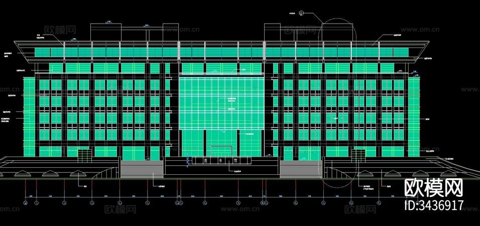 大學(xué)建筑CAD施工圖下載(渲染圖1)