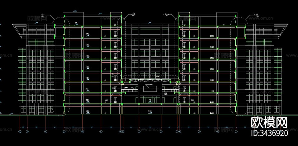 大學(xué)建筑CAD施工圖下載(渲染圖3)
