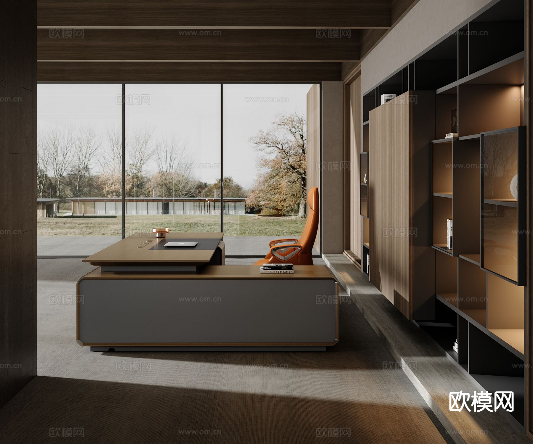 轻奢大班台 老板桌 办公桌3d模型下载