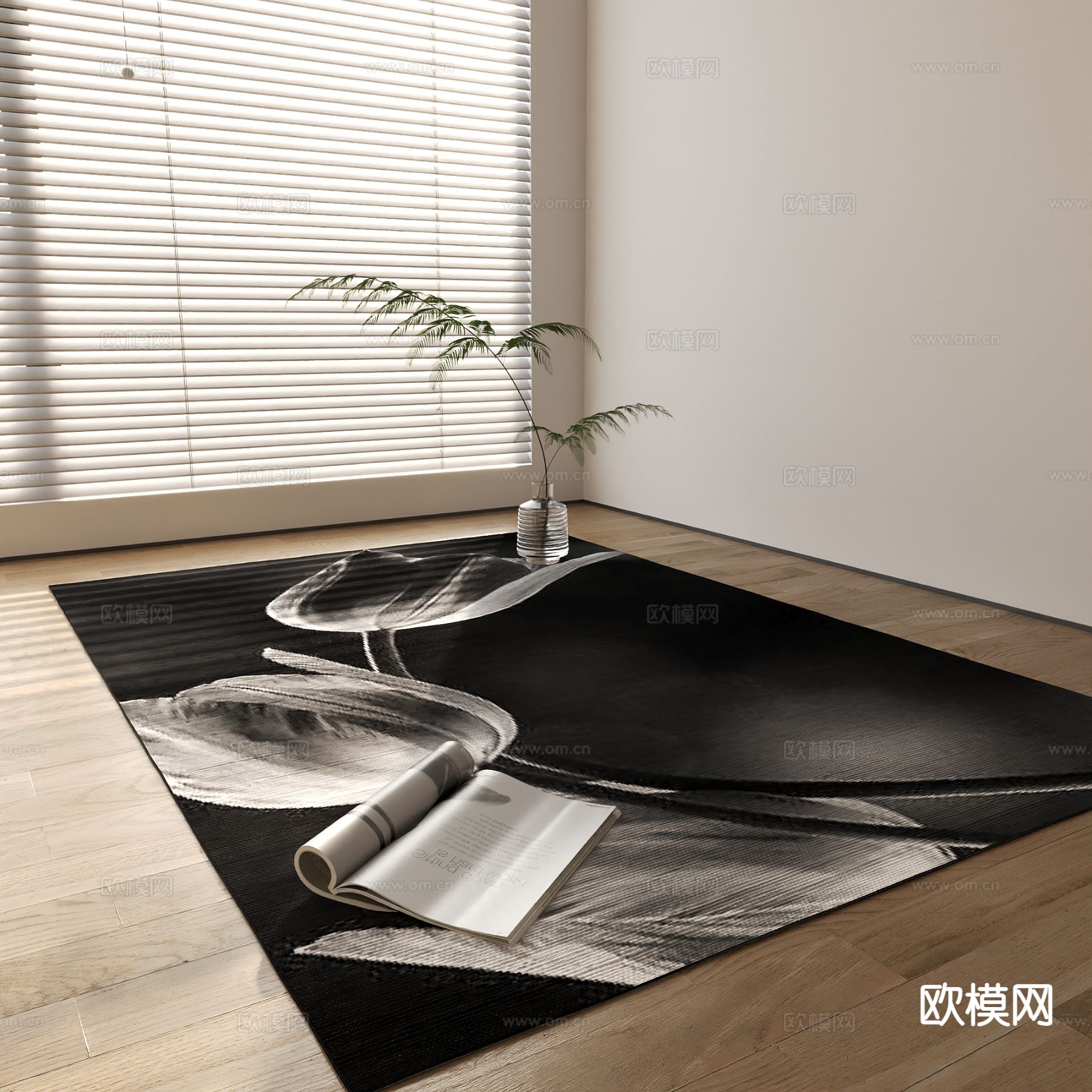 现代地毯su模型下载（渲染图2）