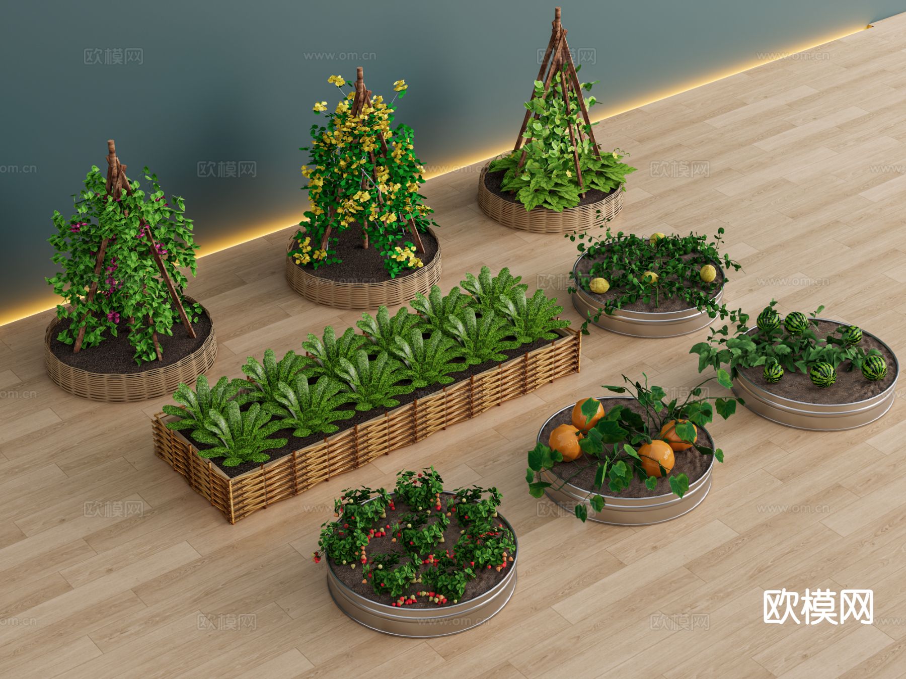 农作物 种菜箱 蔬菜花箱3d模型下载