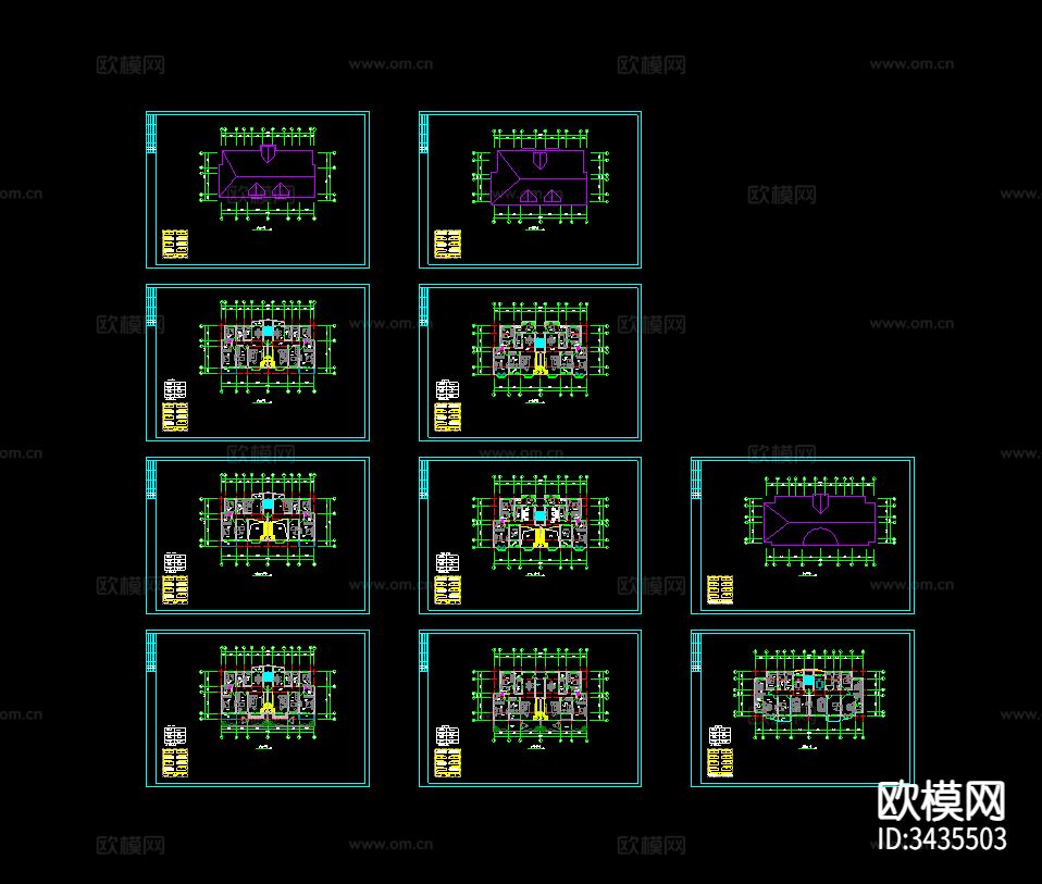 小区住宅CAD施工图下载（渲染图1）