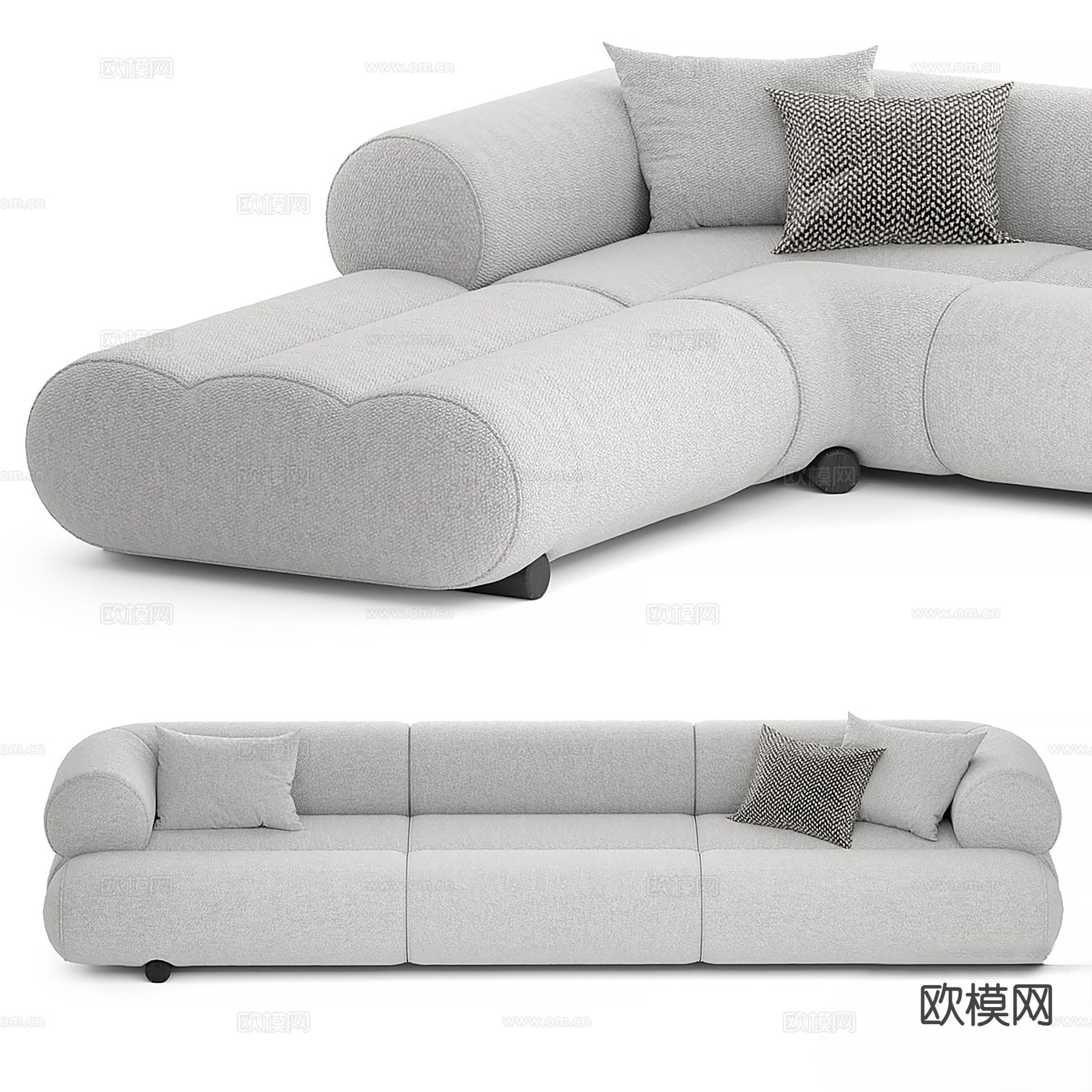 bilya双人沙发 转角沙发3d模型下载（渲染图2）