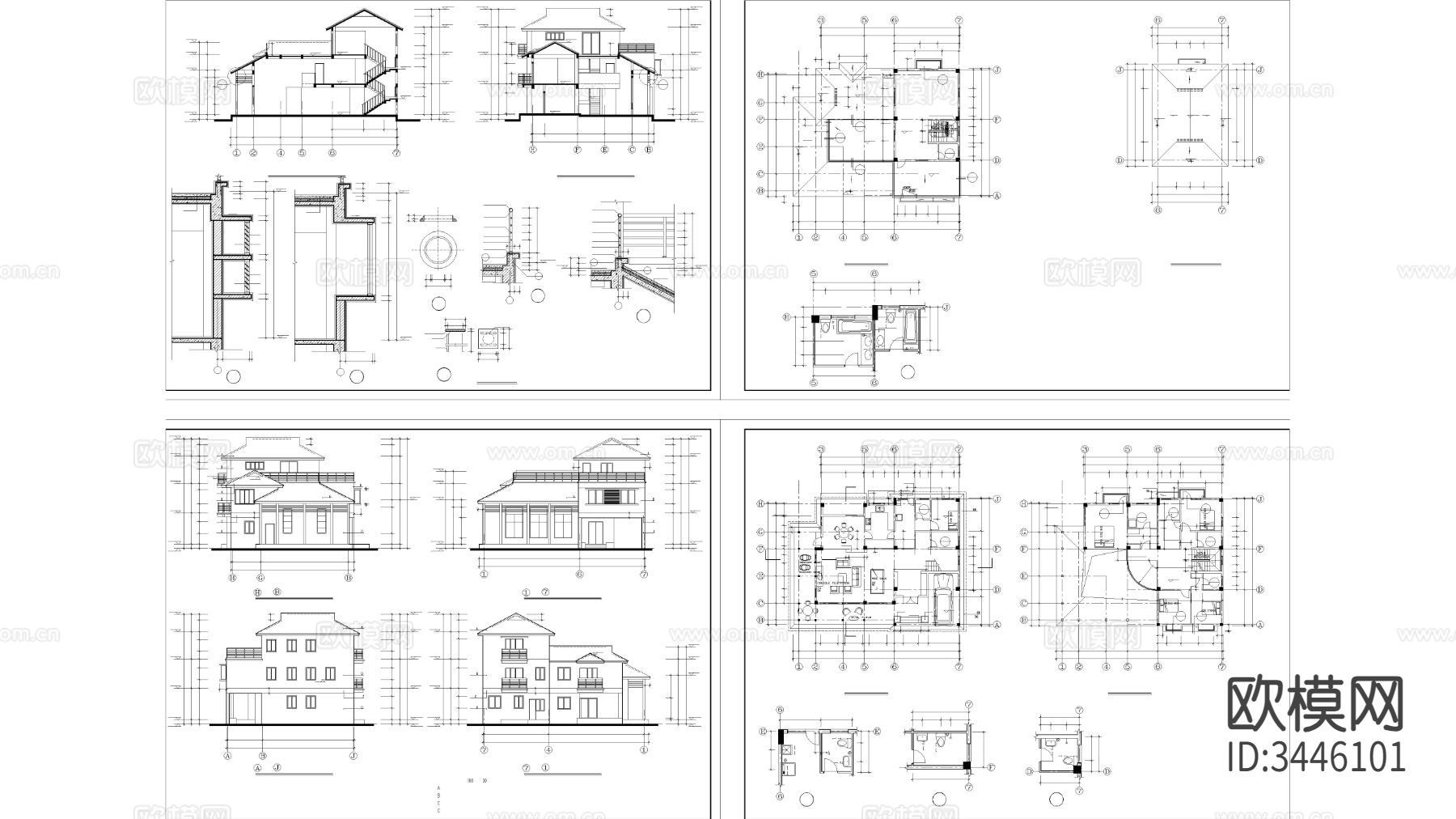 豪华别墅度假Dwg项目cad大样图下载