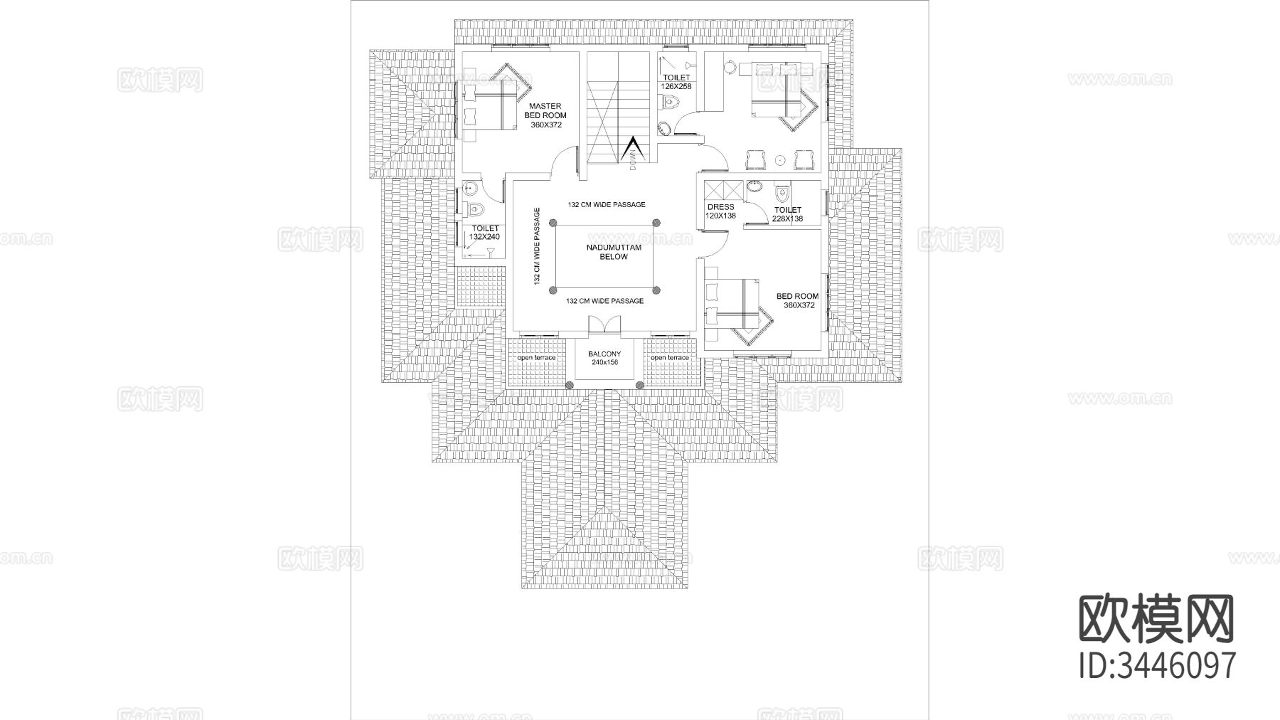 豪华别墅Dwg项目cad大样图下载（渲染图2）