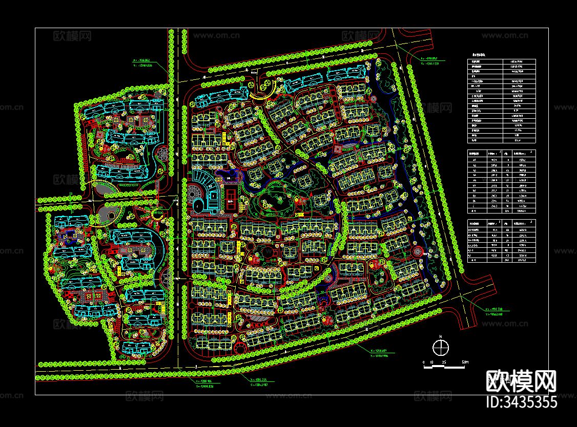 高档住宅CAD平面图下载（渲染图1）