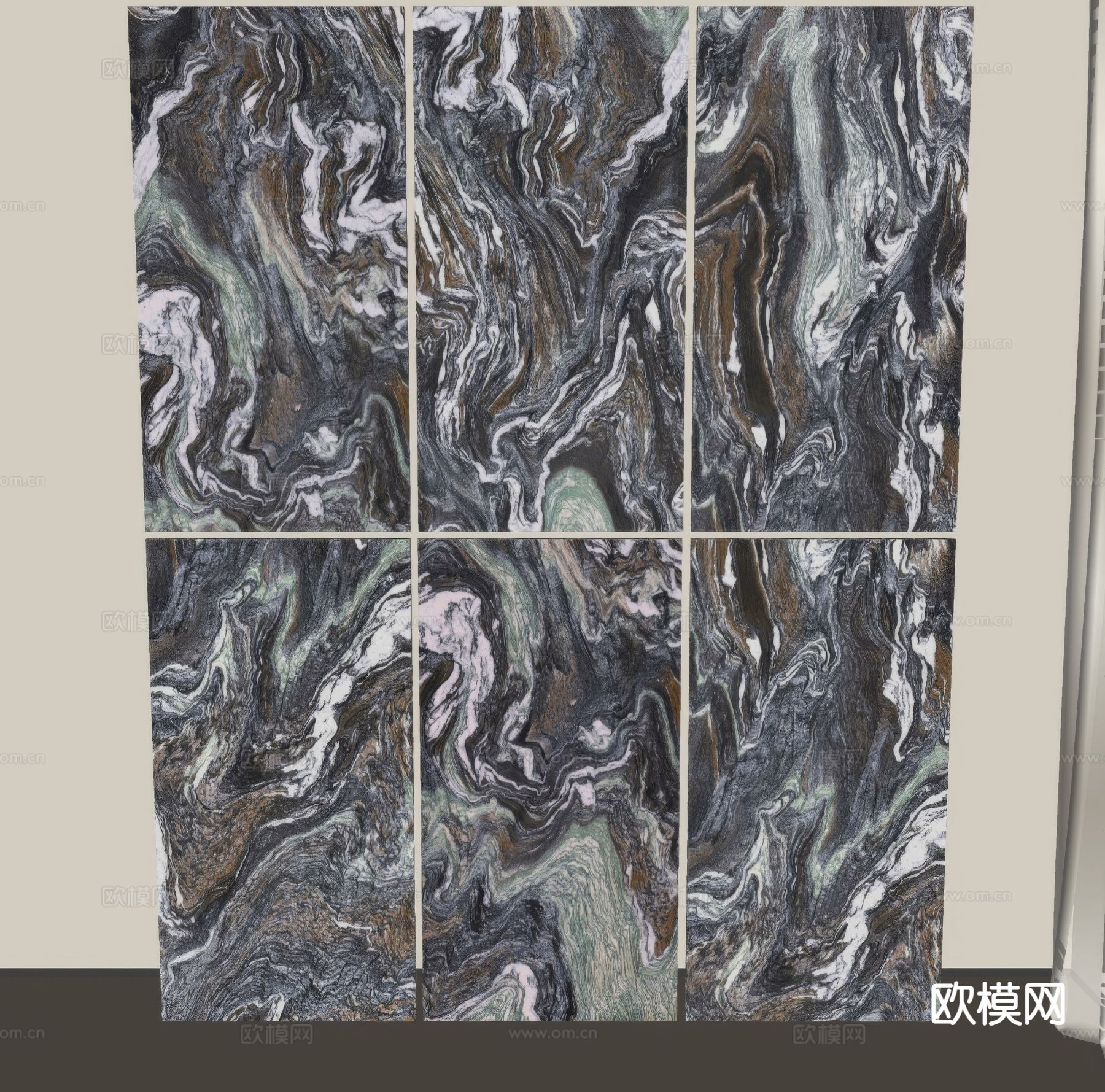 大理石护墙板 墙饰板su模型下载（渲染图1）