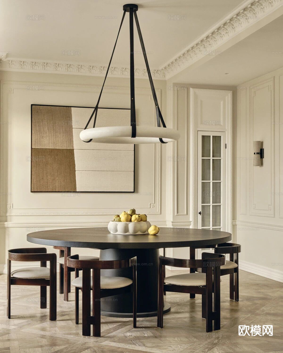 法式餐桌椅3d模型下载