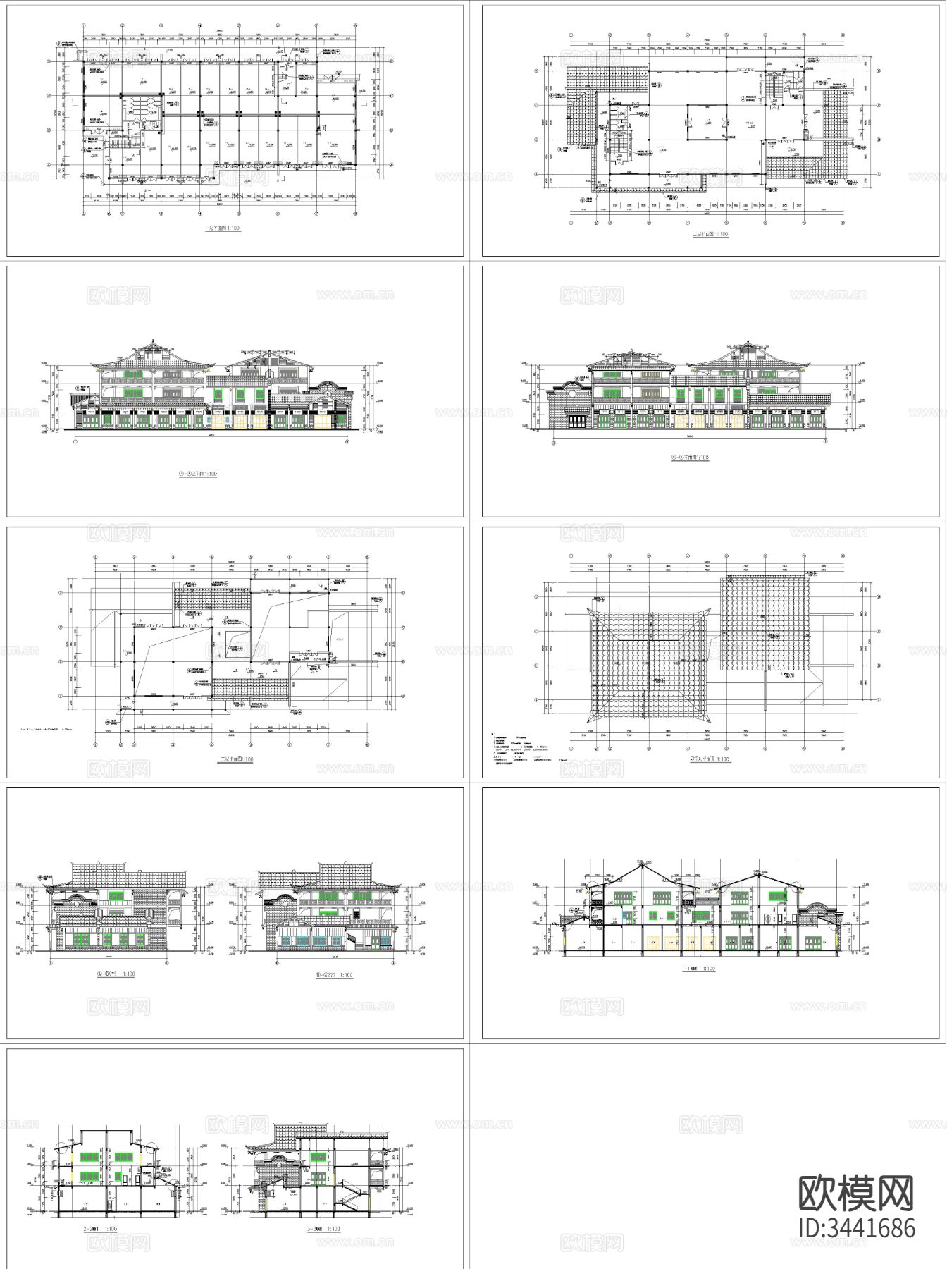 仿古商业街CAD施工图下载（渲染图1）