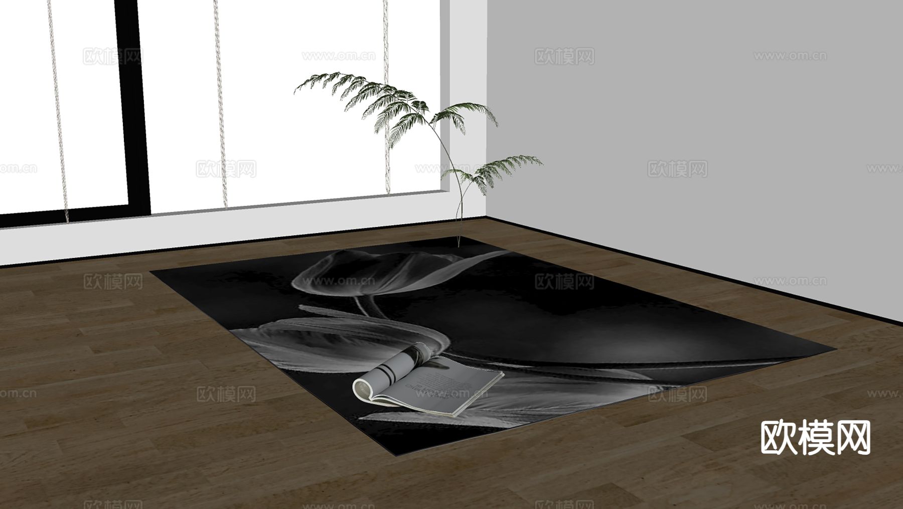 现代地毯su模型下载（渲染图1）