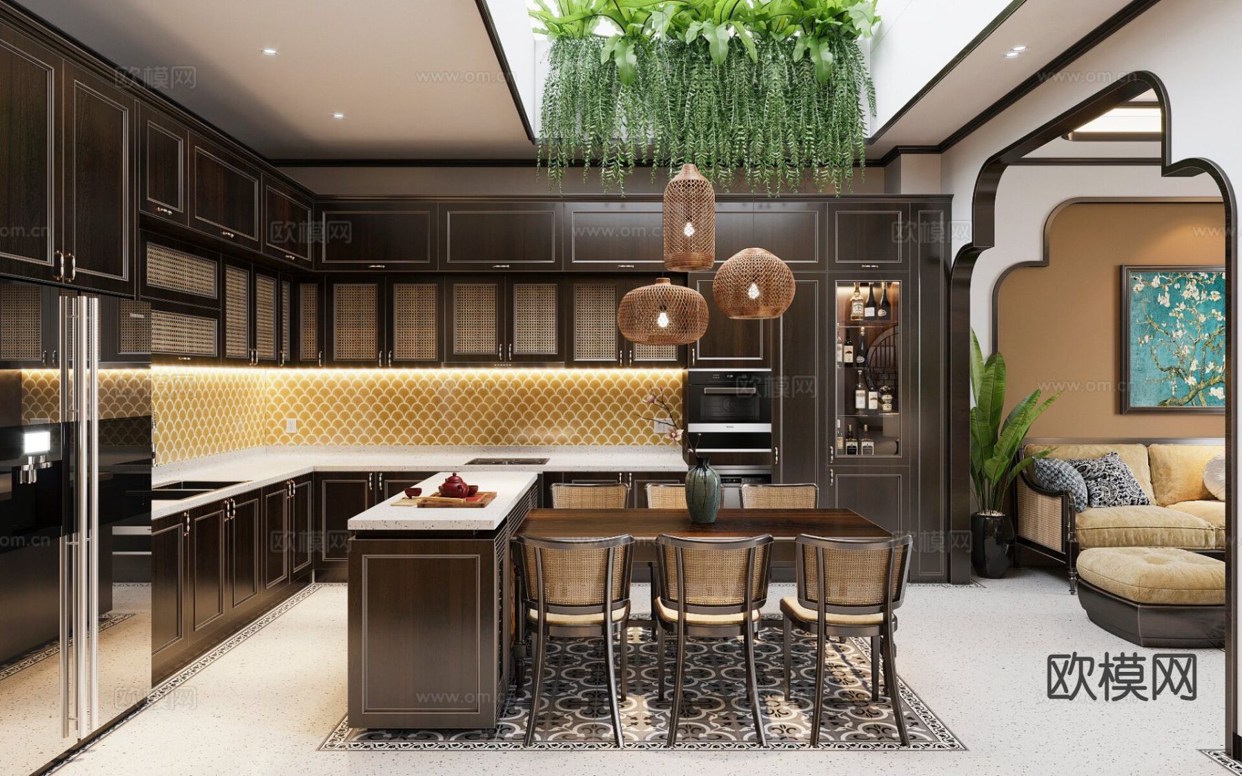 东南亚客餐厅3d模型下载（渲染图4）