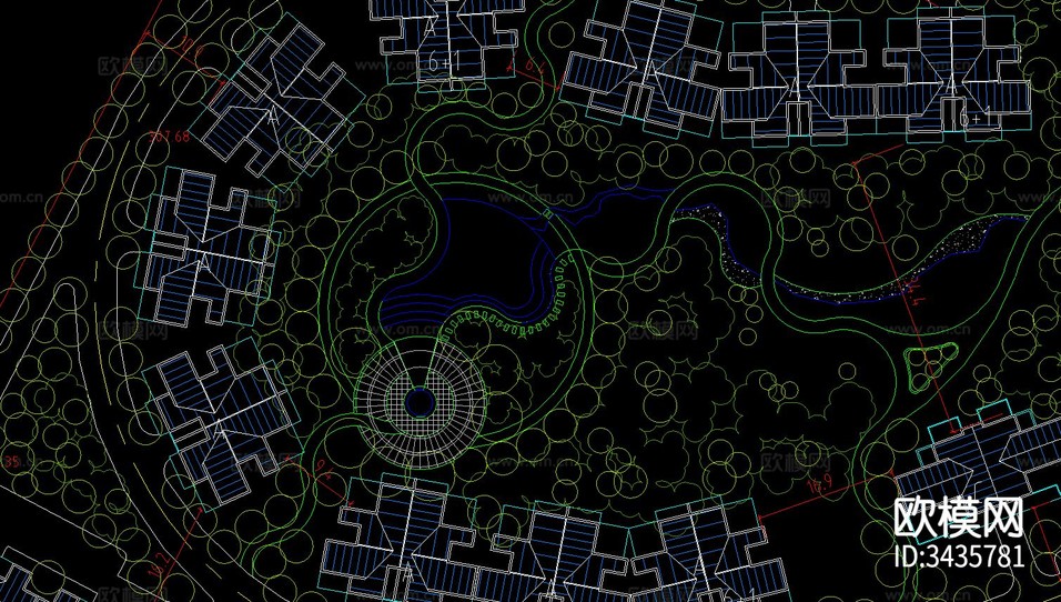 小區(qū)建筑CAD規(guī)劃圖下載(渲染圖2)