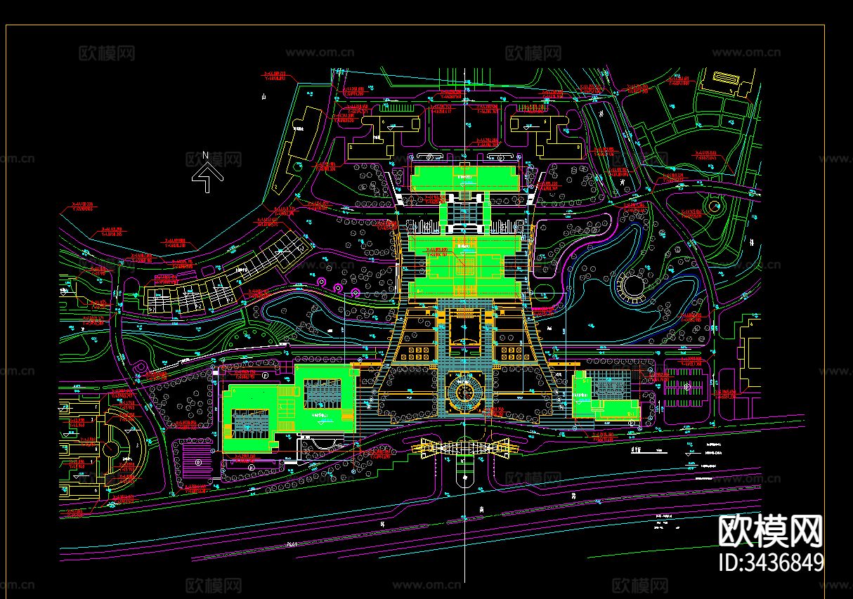 某大学广场建筑CAD施工图下载（渲染图1）