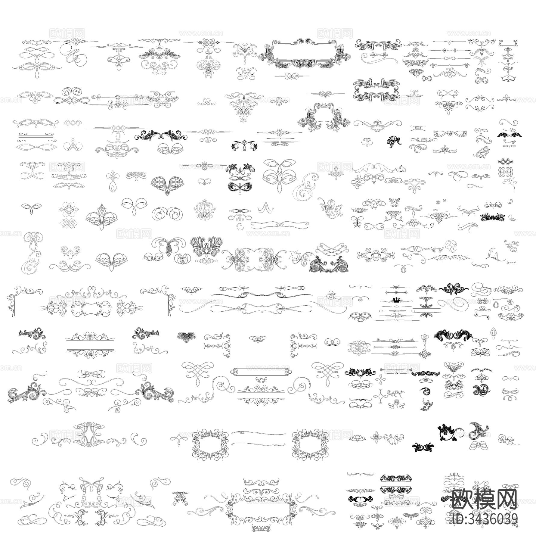 奶油风花纹CAD图库下载