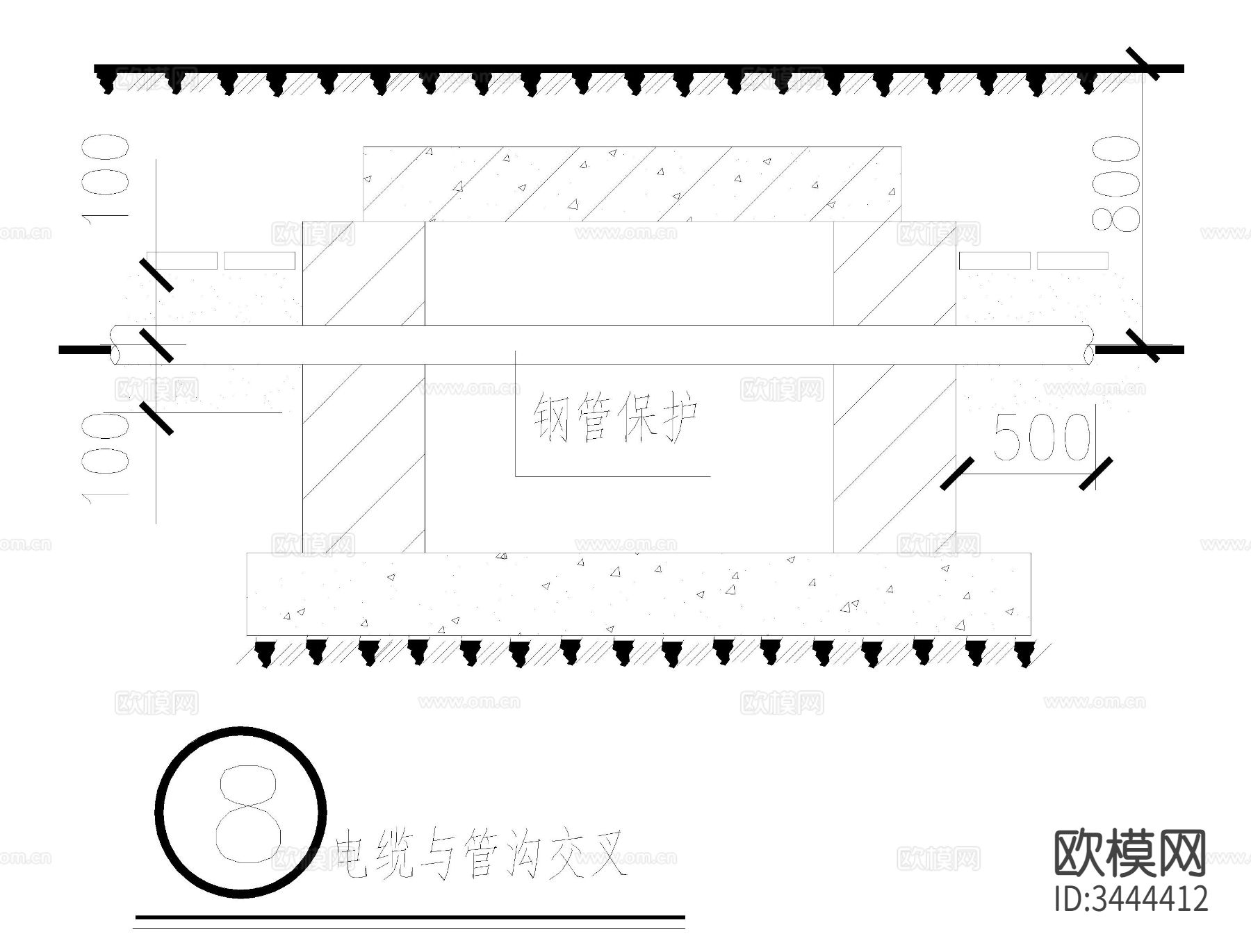 电缆敷设cad大样图下载（渲染图8）