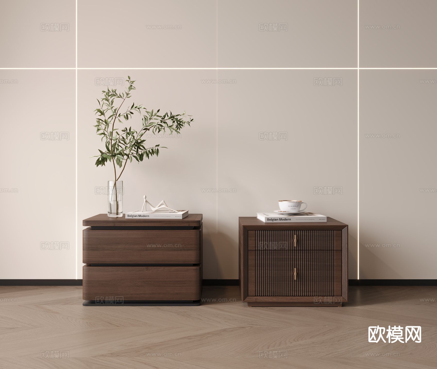 中古风床头柜 3d模型下载