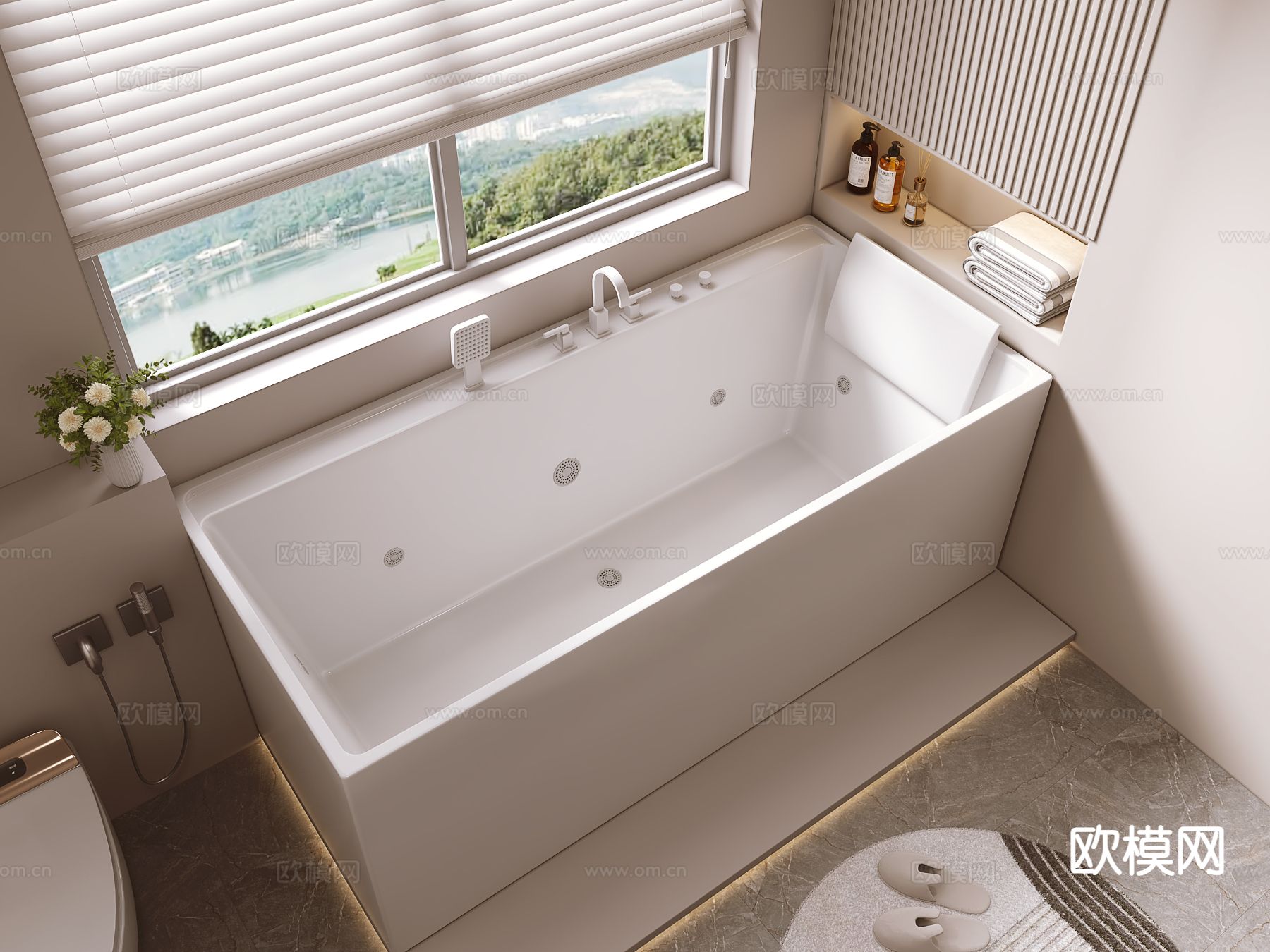 现代浴缸su模型下载（渲染图2）