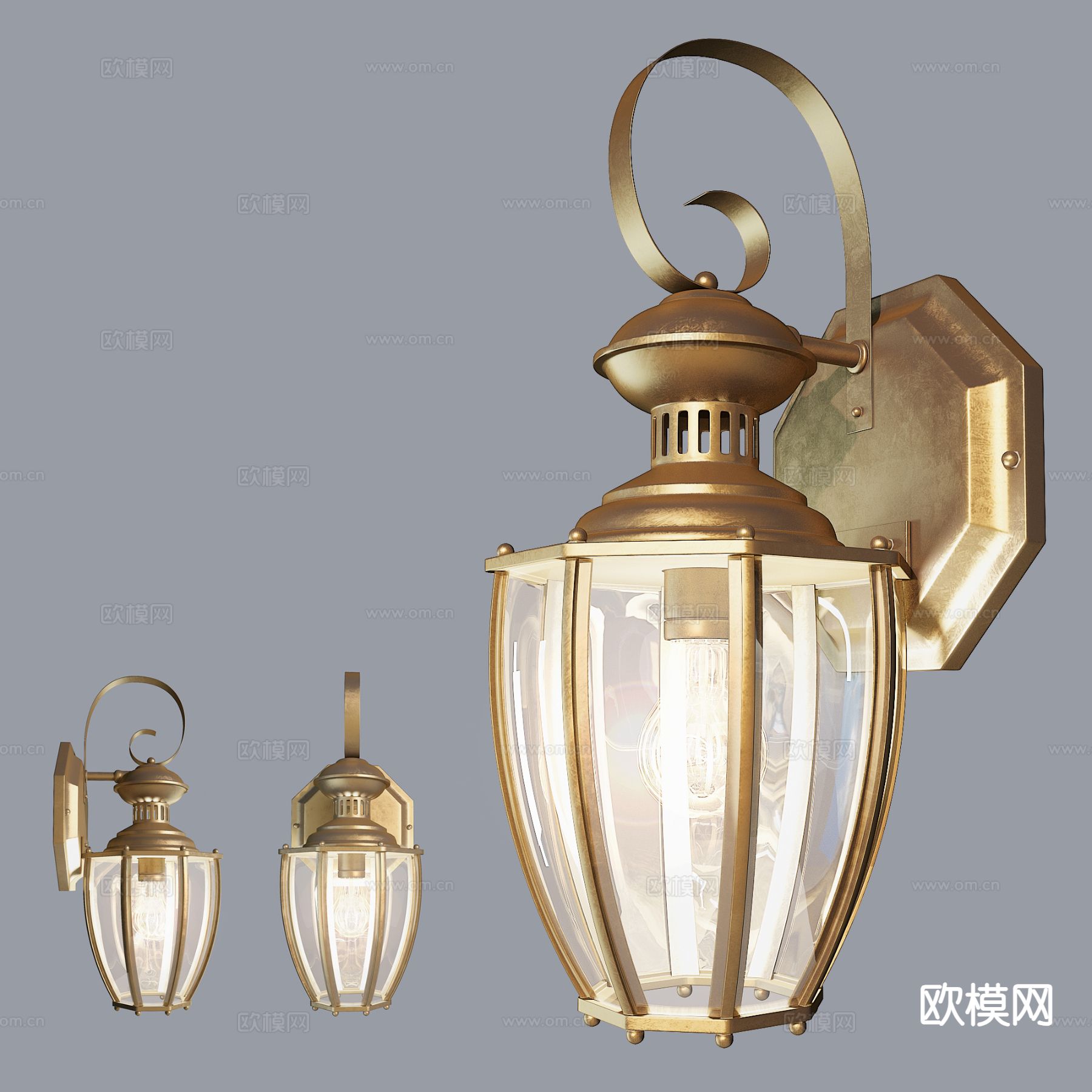 欧式壁灯 床头壁灯3d模型下载（渲染图1）