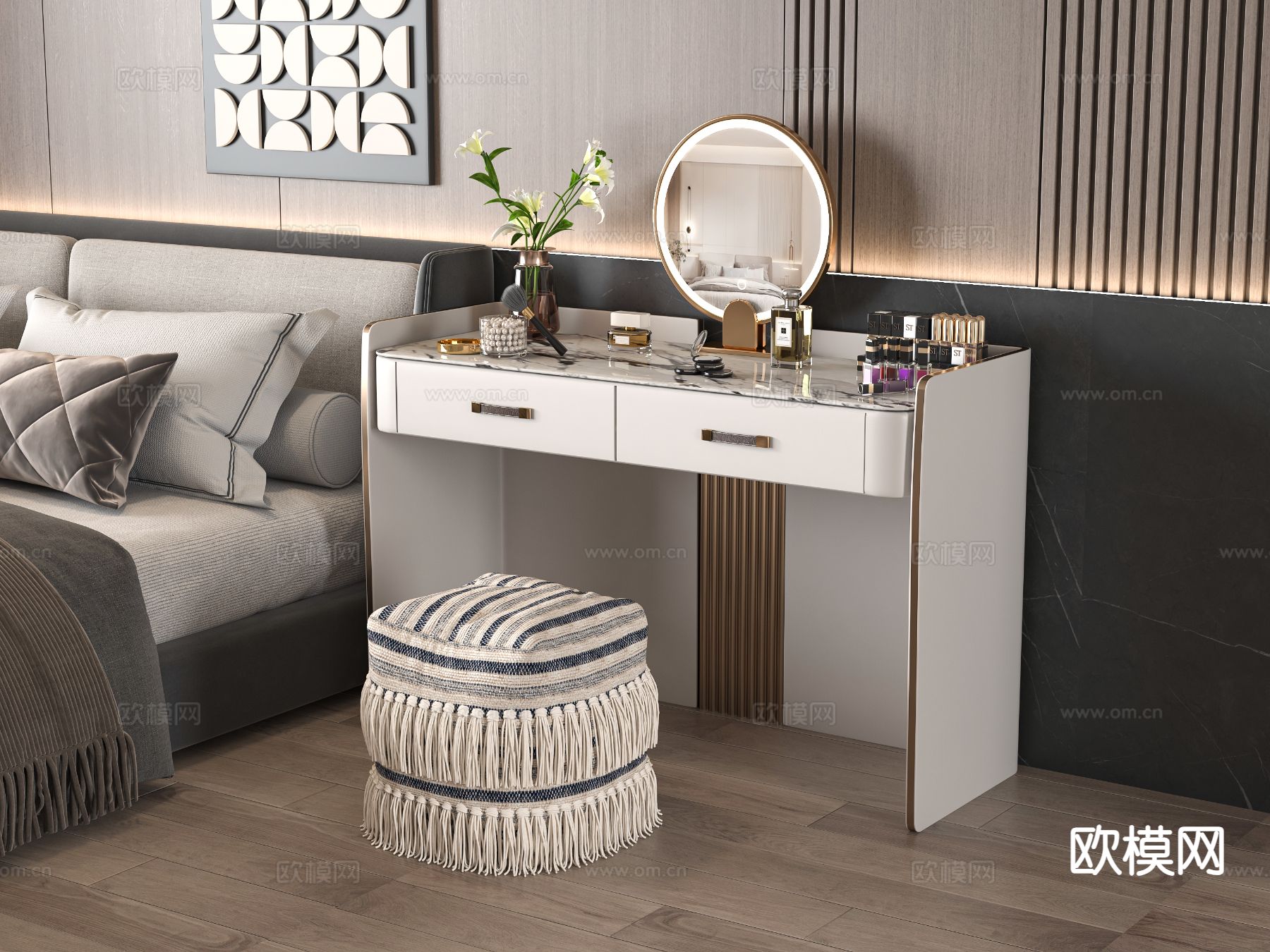 现代梳妆台3d模型下载