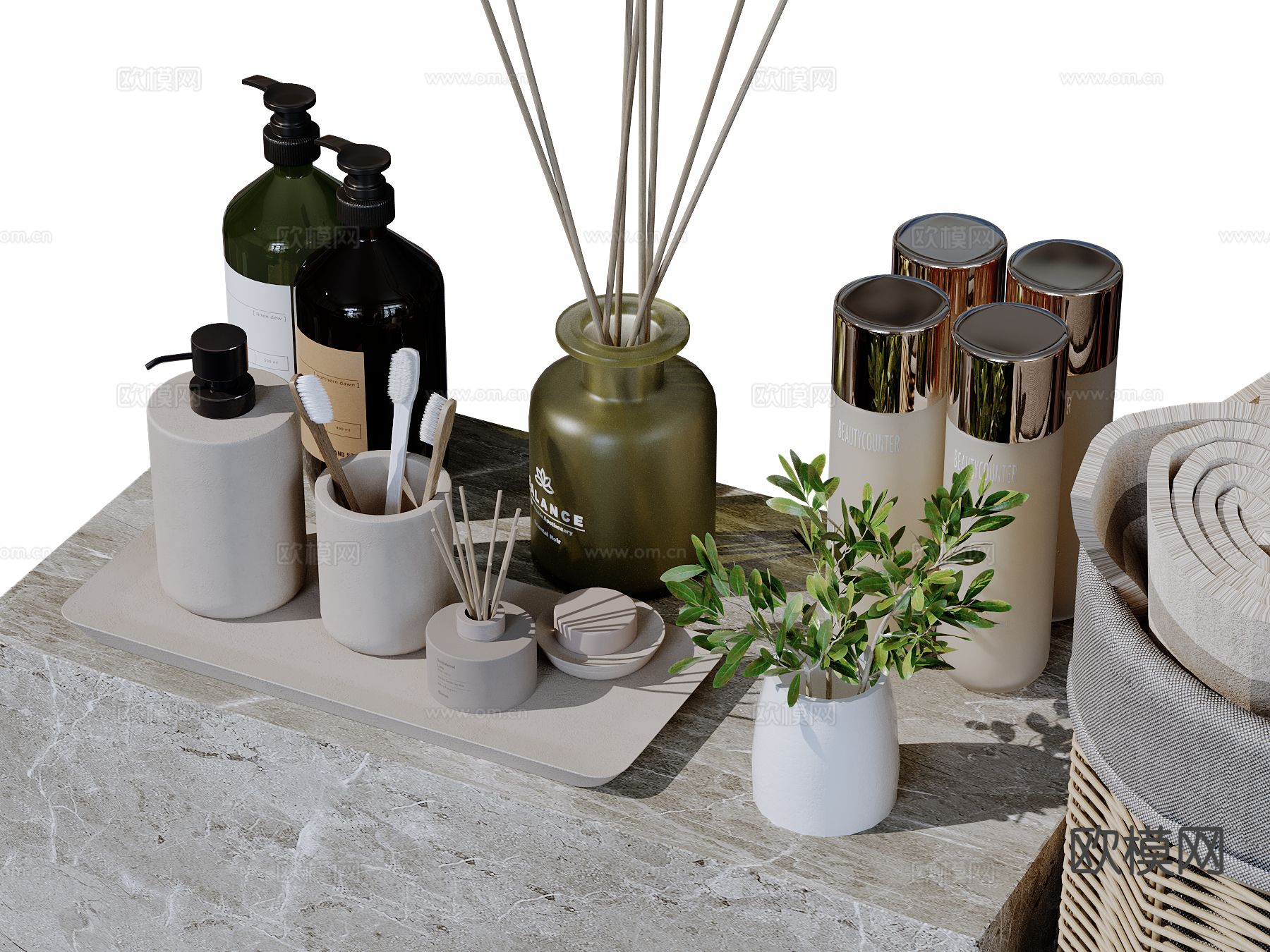卫浴用具 洗漱用品su模型下载（渲染图2）