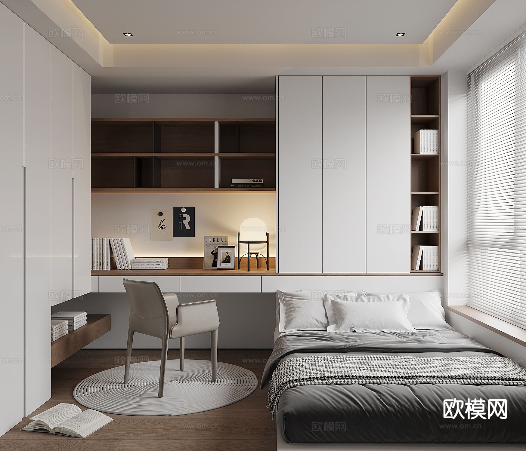 现代榻榻米卧室3d模型下载