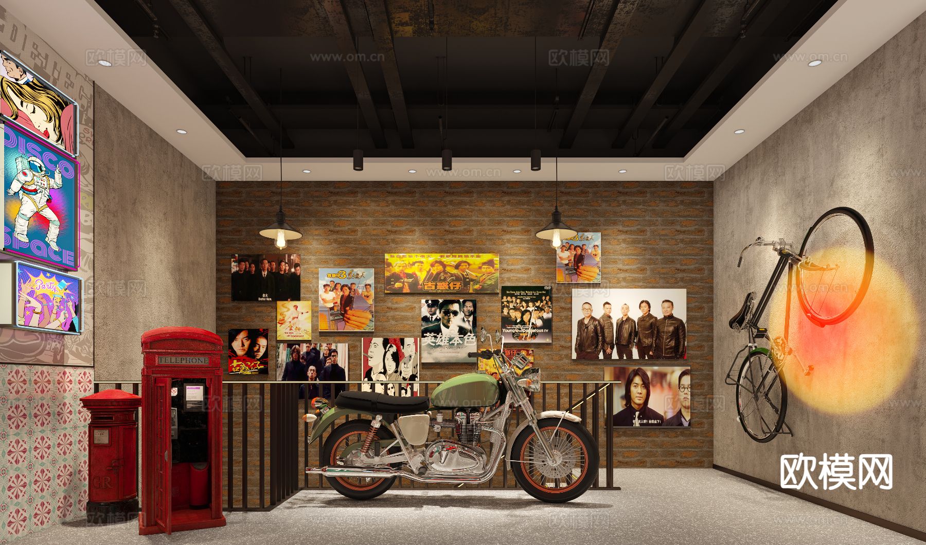 民国风茶餐厅 楼梯间3d模型下载