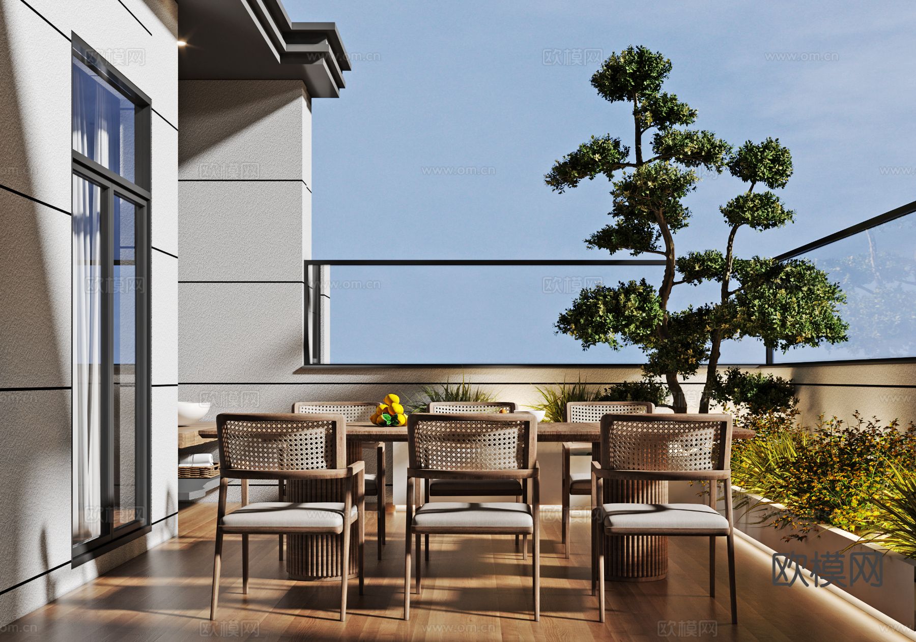 中古风屋顶花园3d模型下载（渲染图2）