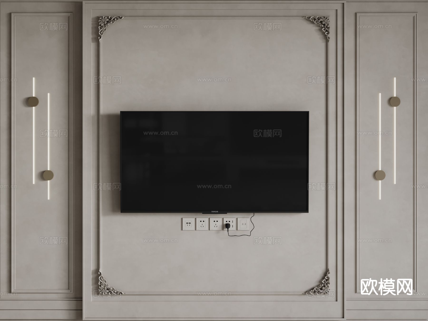 法式雕花线条3d模型下载