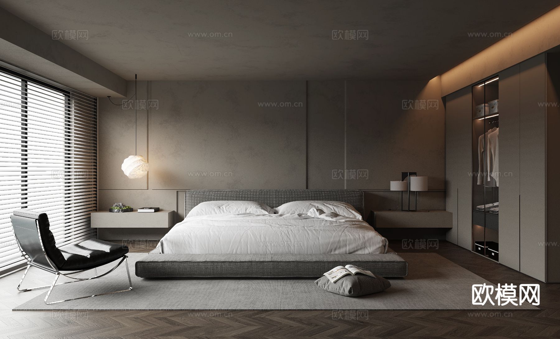 工业风卧室 主卧3d模型下载