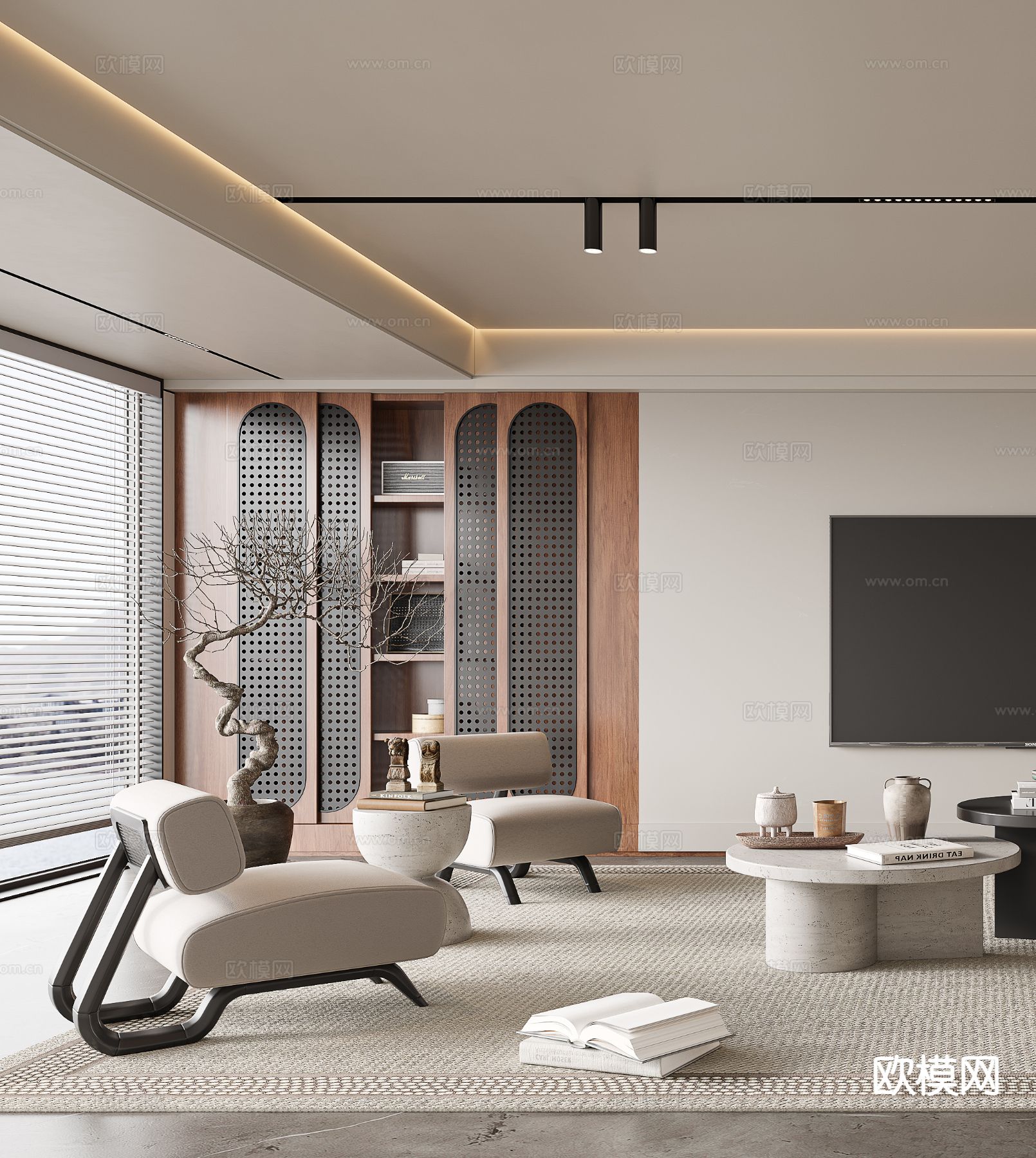 中古风客厅3d模型下载（渲染图2）