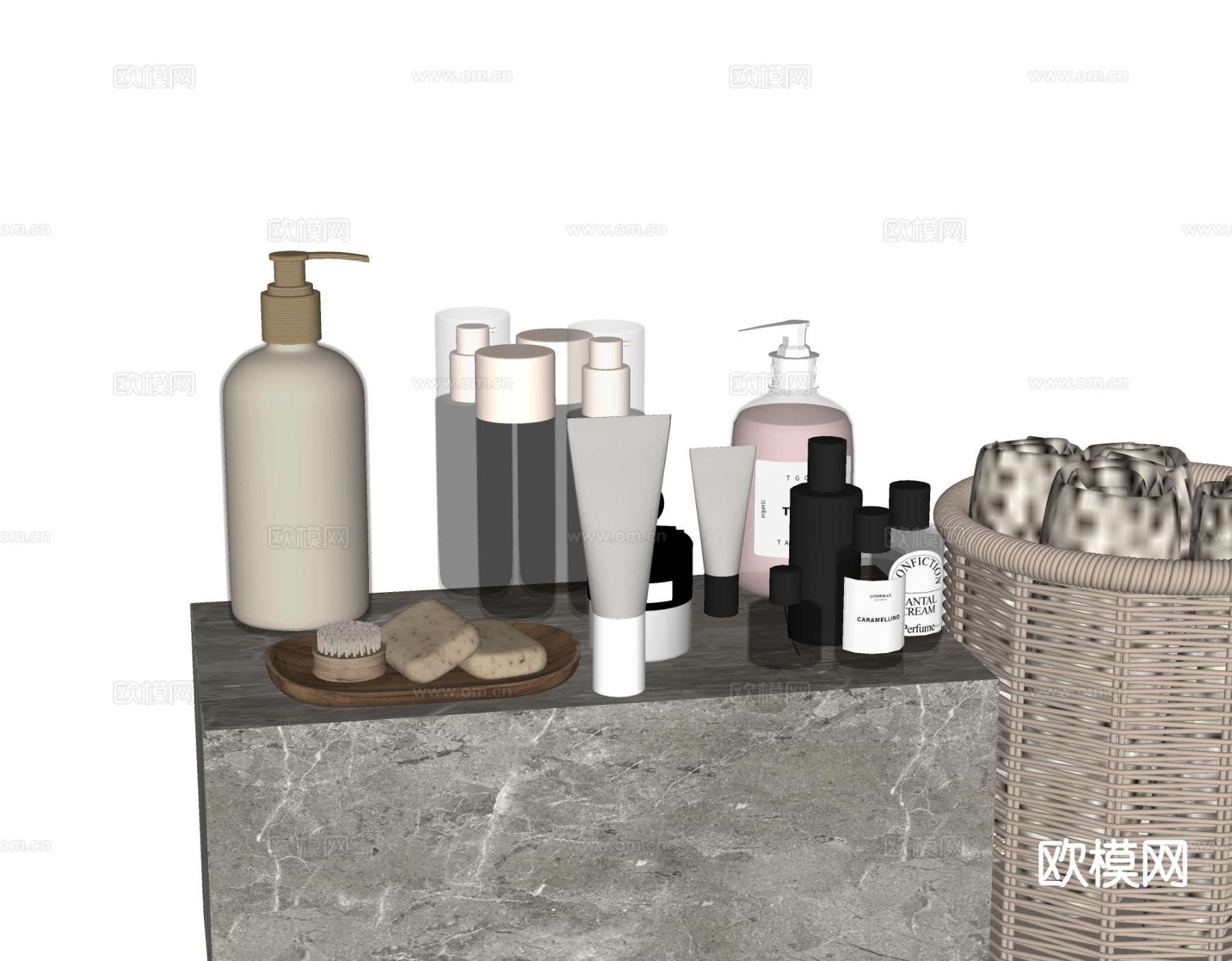 卫浴用具 洗漱用品su模型下载（渲染图1）