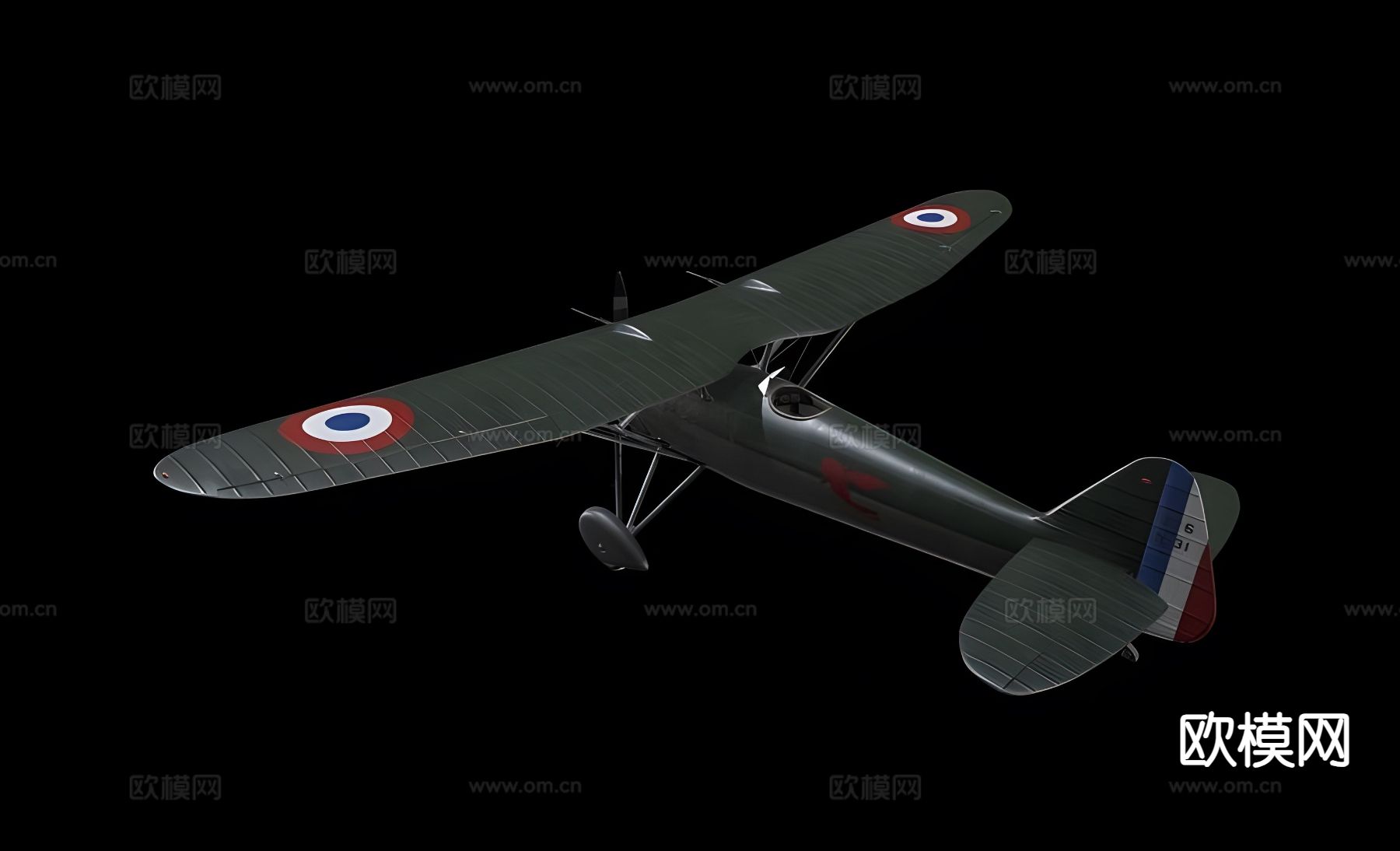 复古飞机3d模型下载（渲染图2）