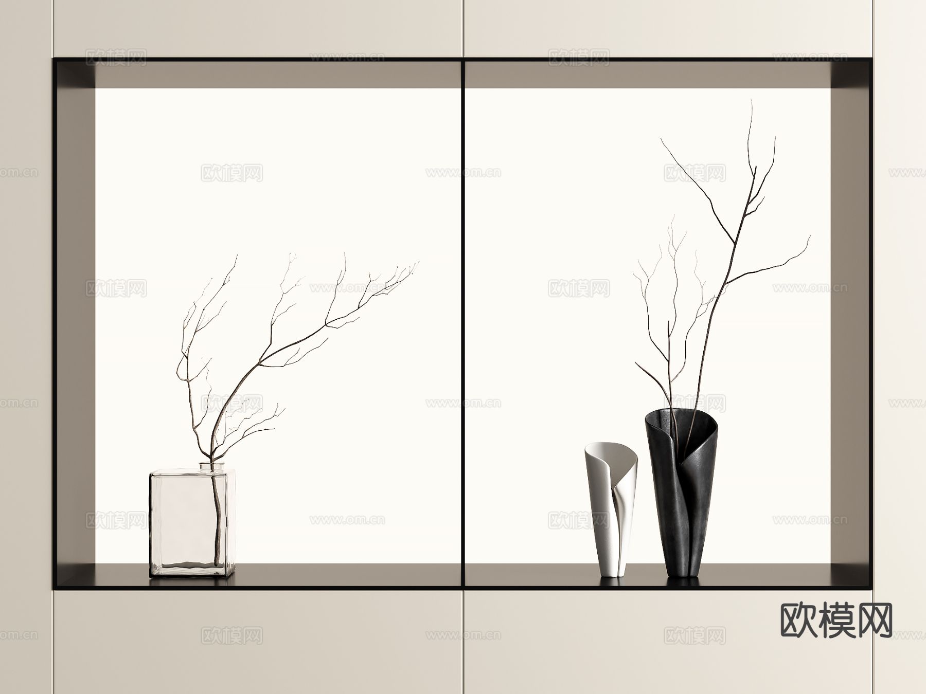 侘寂干支花瓶 花艺su模型